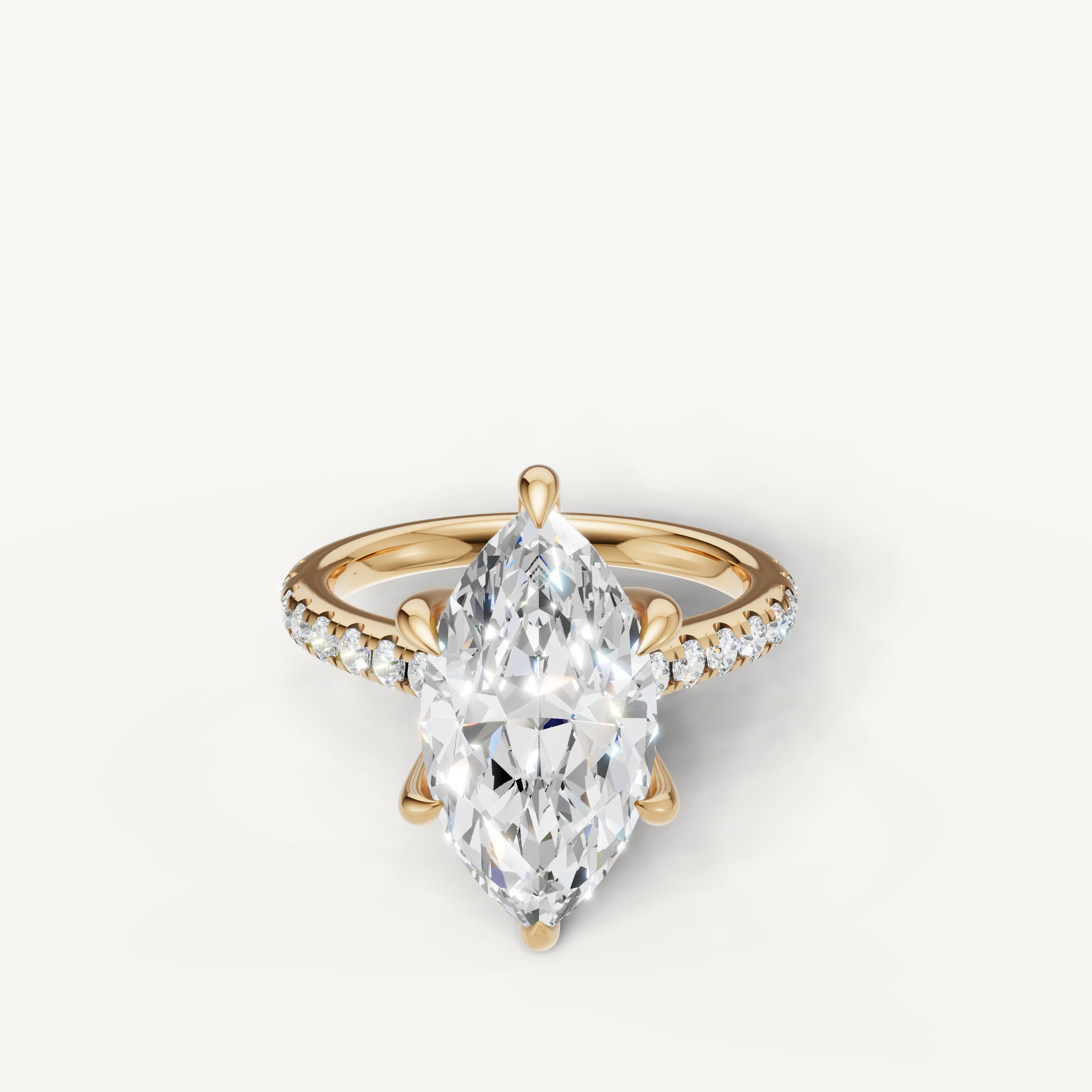 Marquise Cut Lab Grown Diamond Engagement Ring in 14K Yellow Gold – Raul Diamonds