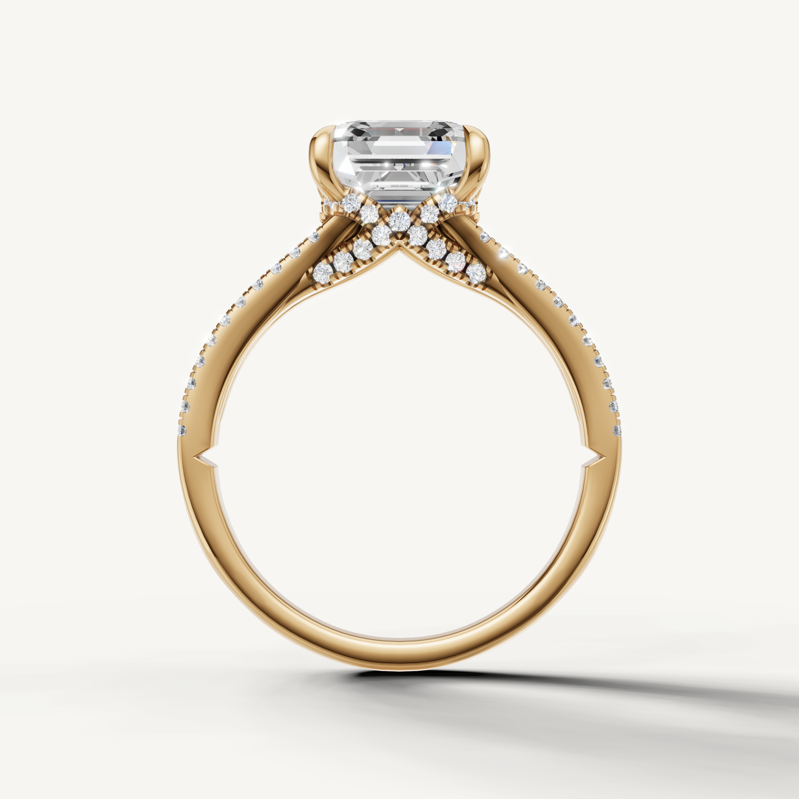 Luxury Asscher Cut Lab Diamond Engagement Ring with Double Pavé Band – Raul Diamonds