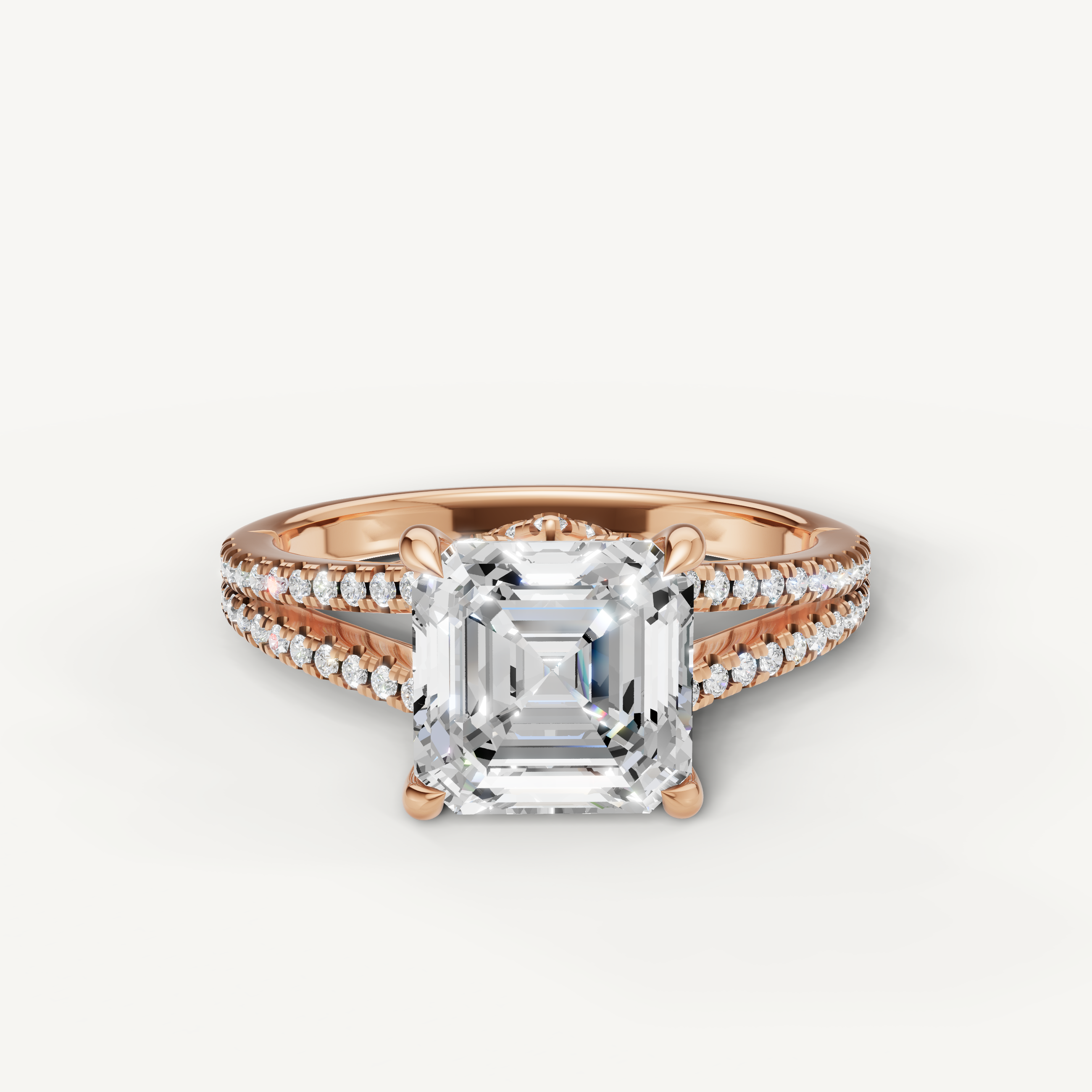 Asscher Cut Lab Grown Diamond Engagement Ring in 14K Rose Gold – Raul Diamonds