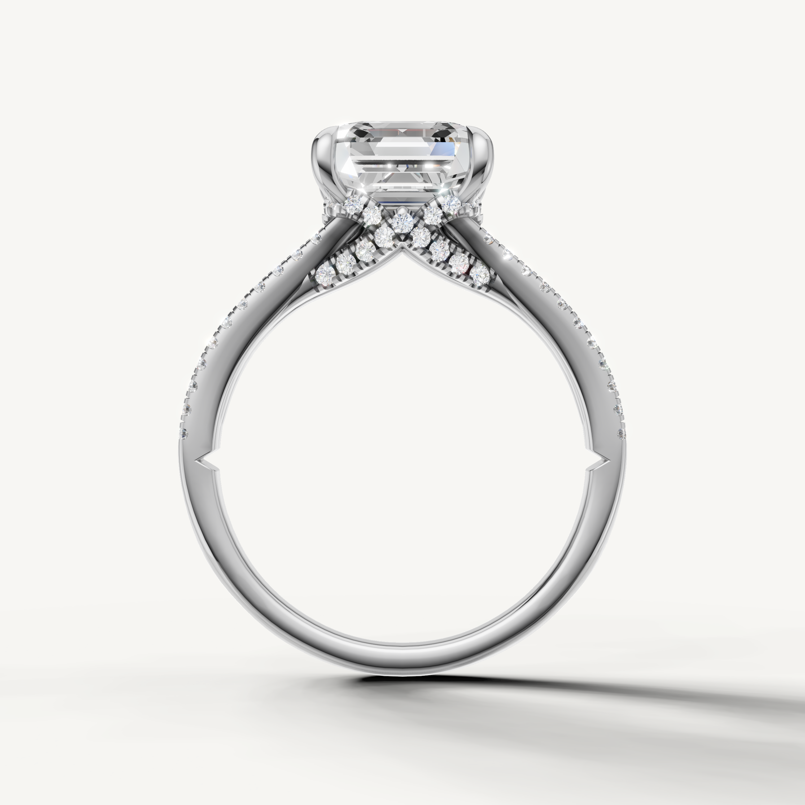 White Gold Asscher Engagement Ring with Vintage Inspired Lab Diamond – Raul Diamonds