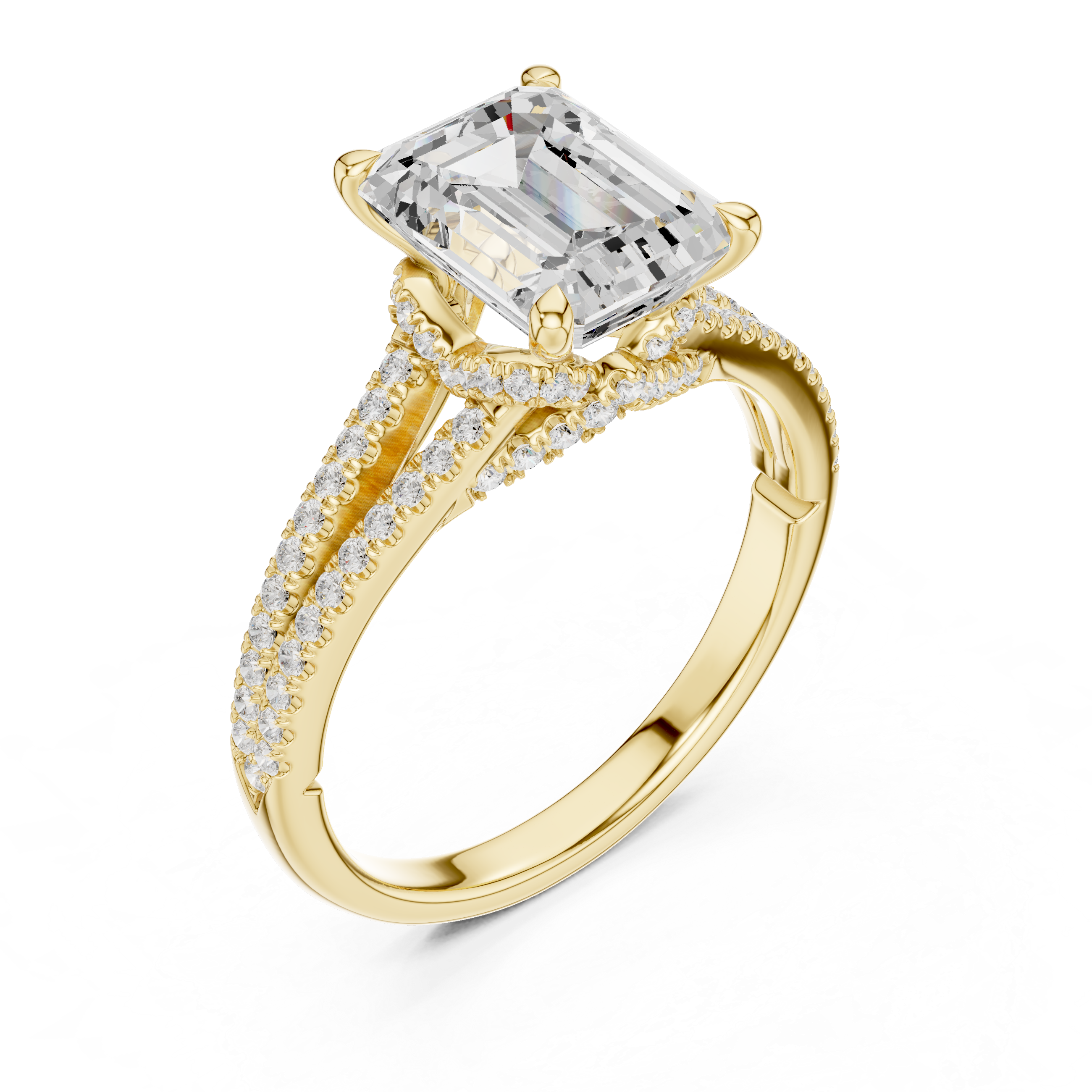2ct Emerald Cut Lab-Grown Diamond Split-Shank Engagement Ring in 14k Gold