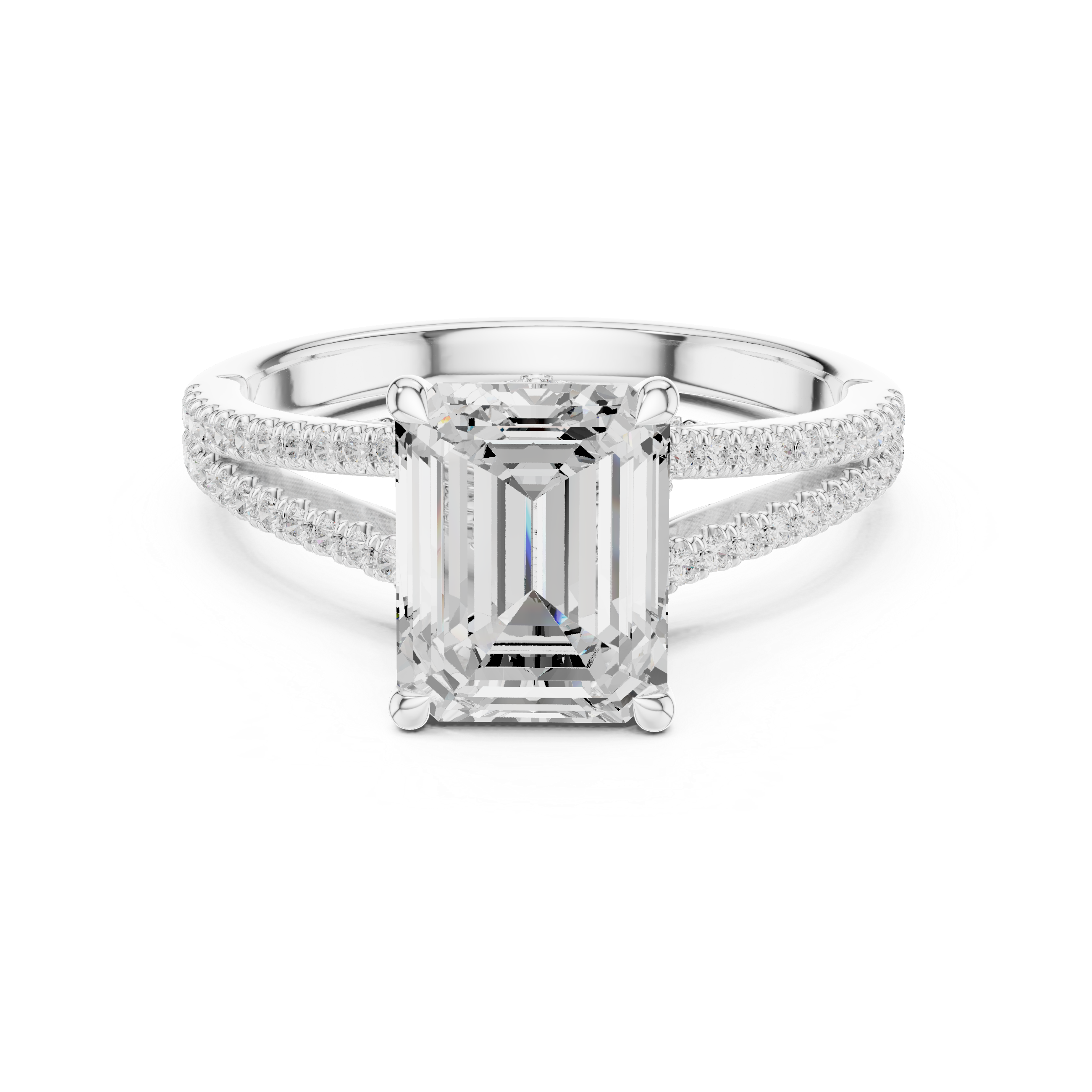 2ct Emerald Cut Lab-Grown Diamond Split-Shank Engagement Ring in 14k Gold
