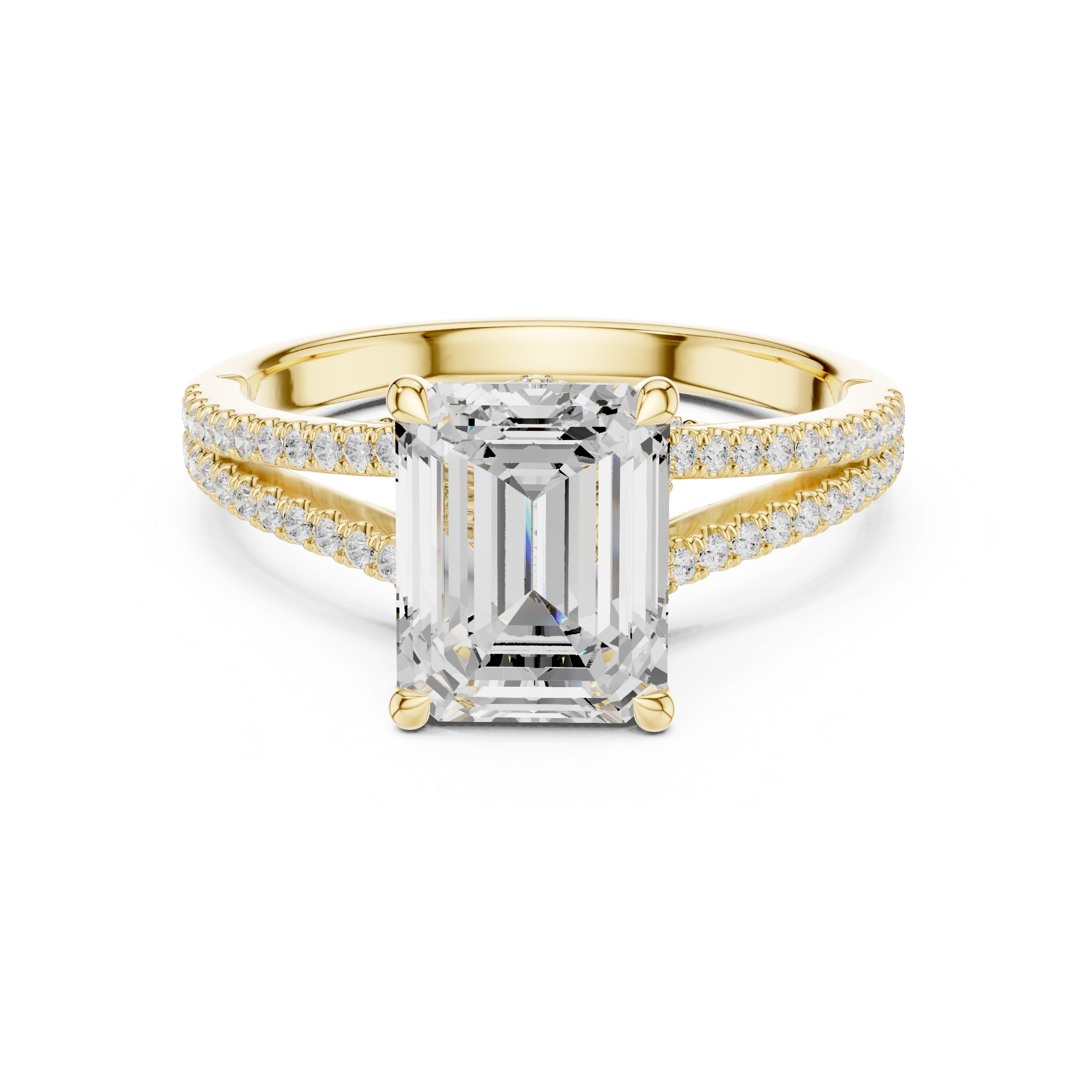 2ct Emerald Cut Lab-Grown Diamond Split-Shank Engagement Ring in 14k Gold
