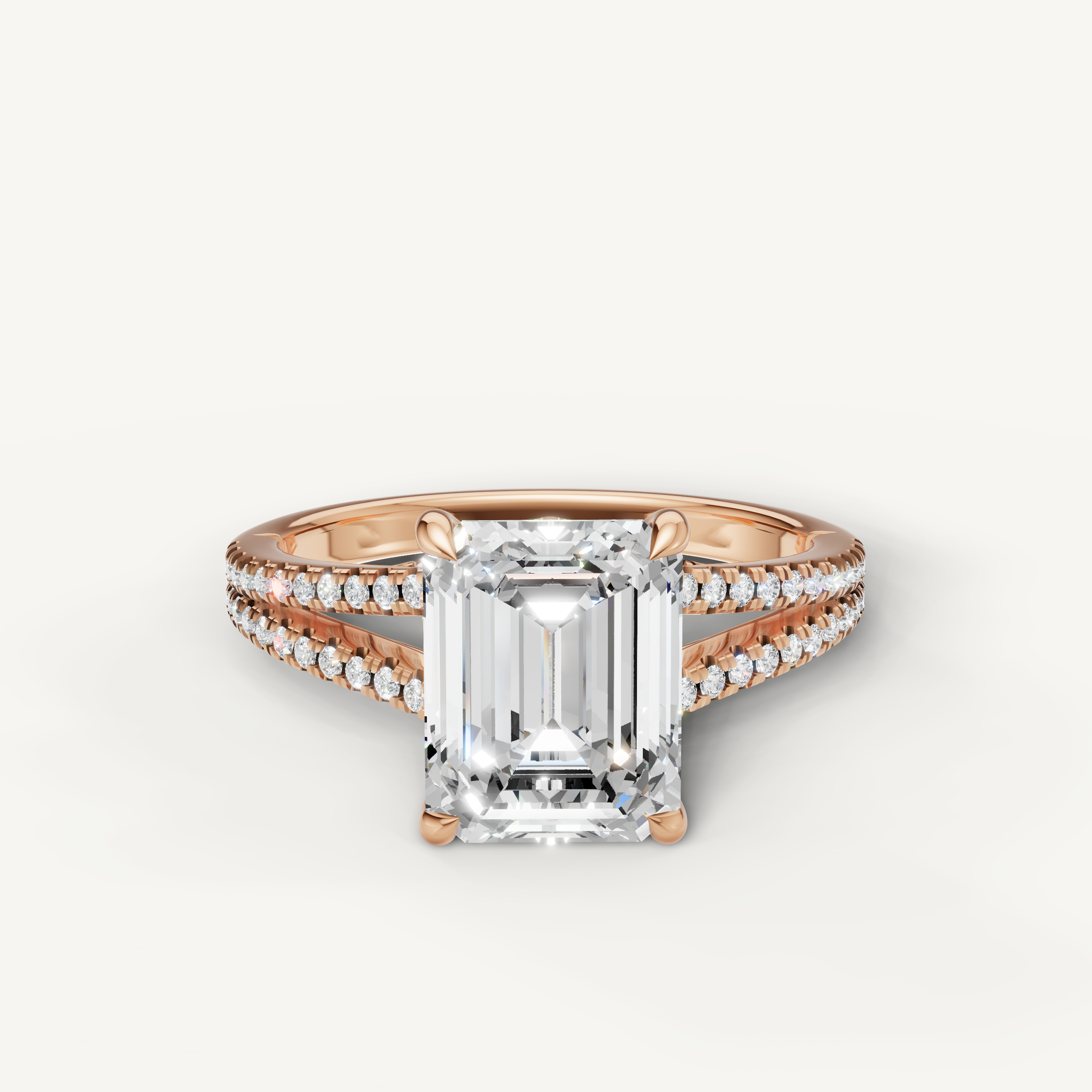 Emerald Cut Lab Grown Diamond Engagement Ring in 14K Rose Gold – Raul Diamonds