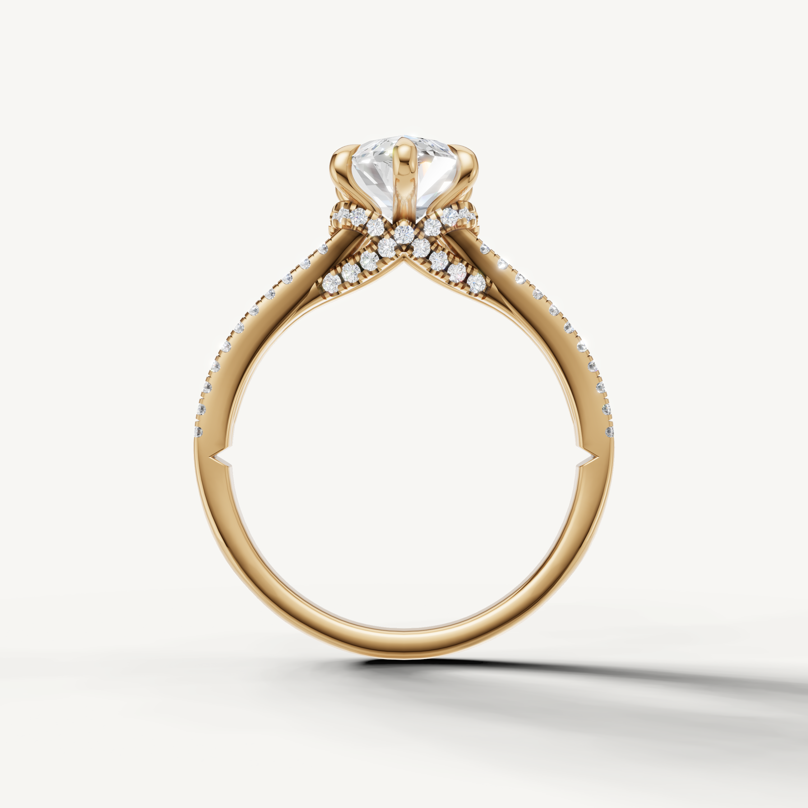 Luxury Marquise Cut Lab Diamond Engagement Ring with Double Pavé Band – Raul Diamonds