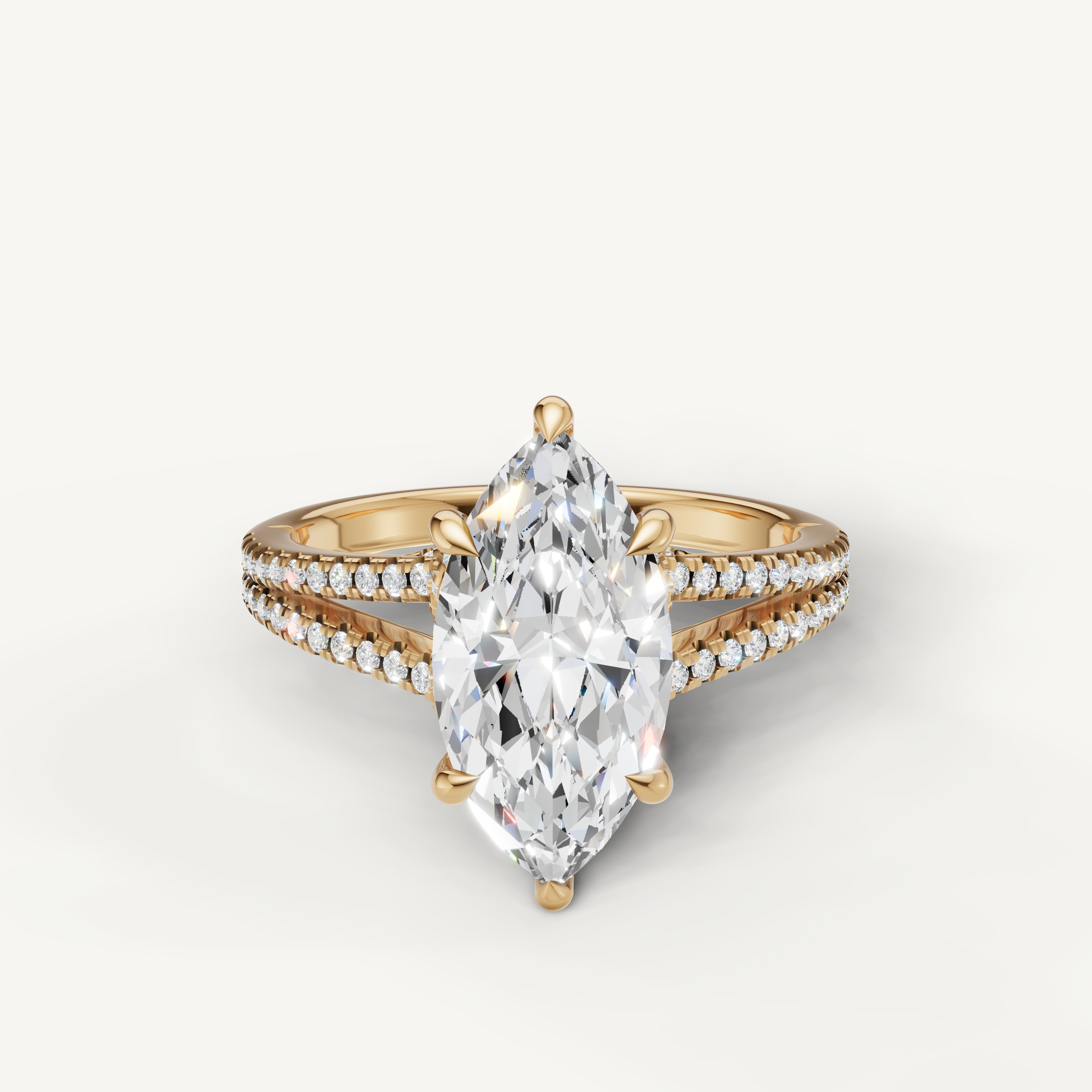 Marquise Cut Lab Grown Diamond Engagement Ring in 14K Yellow Gold – Raul Diamonds