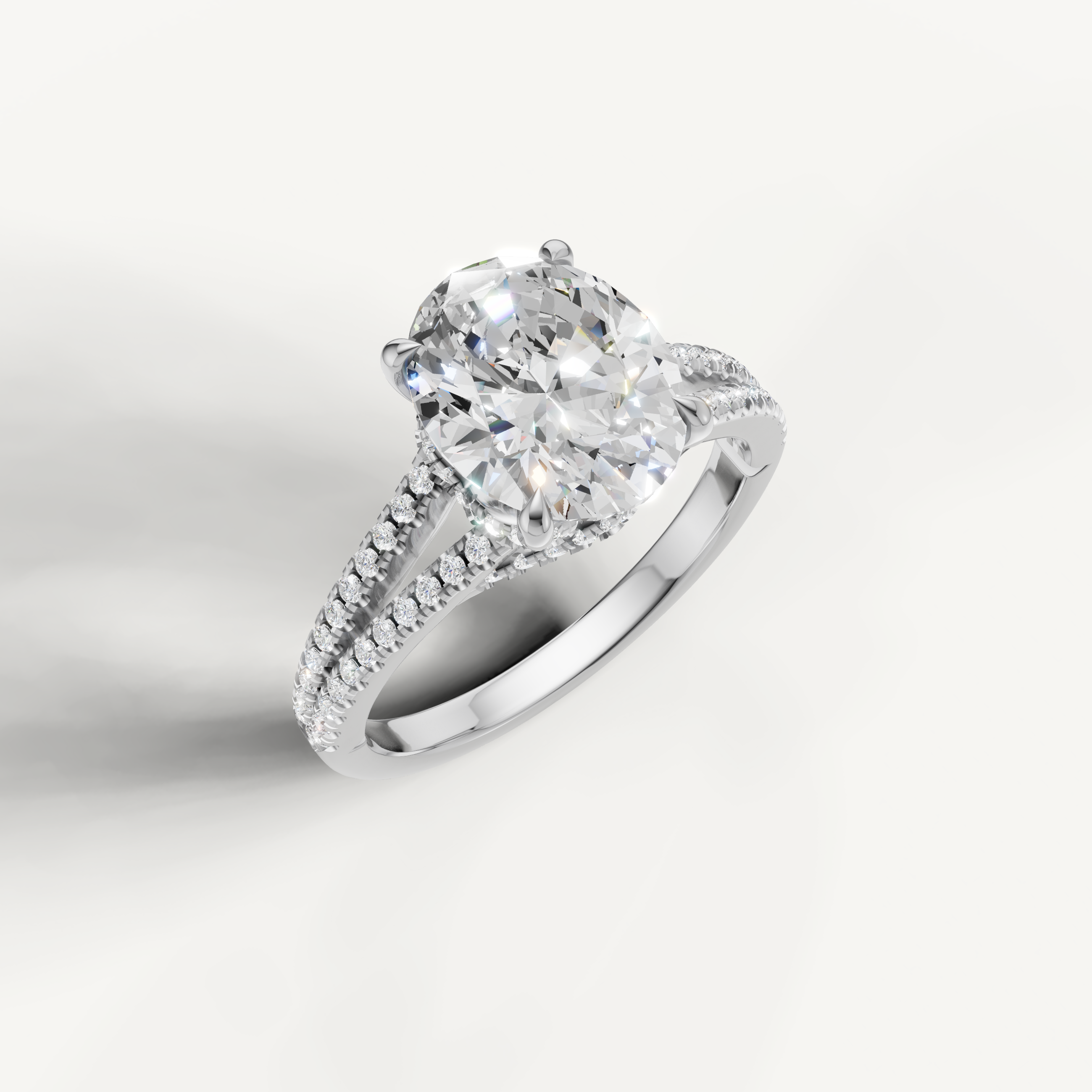14K White Gold Oval Lab Diamond Split Shank Ring for Women – Raul Diamonds