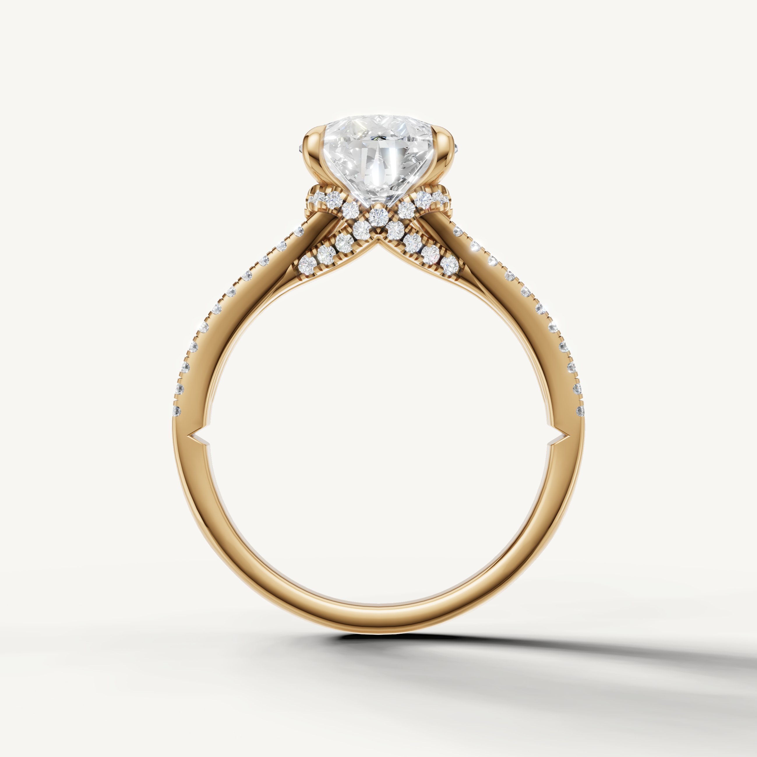 Luxury Pear Cut Lab Diamond Engagement Ring with Double Pavé Band – Raul Diamonds