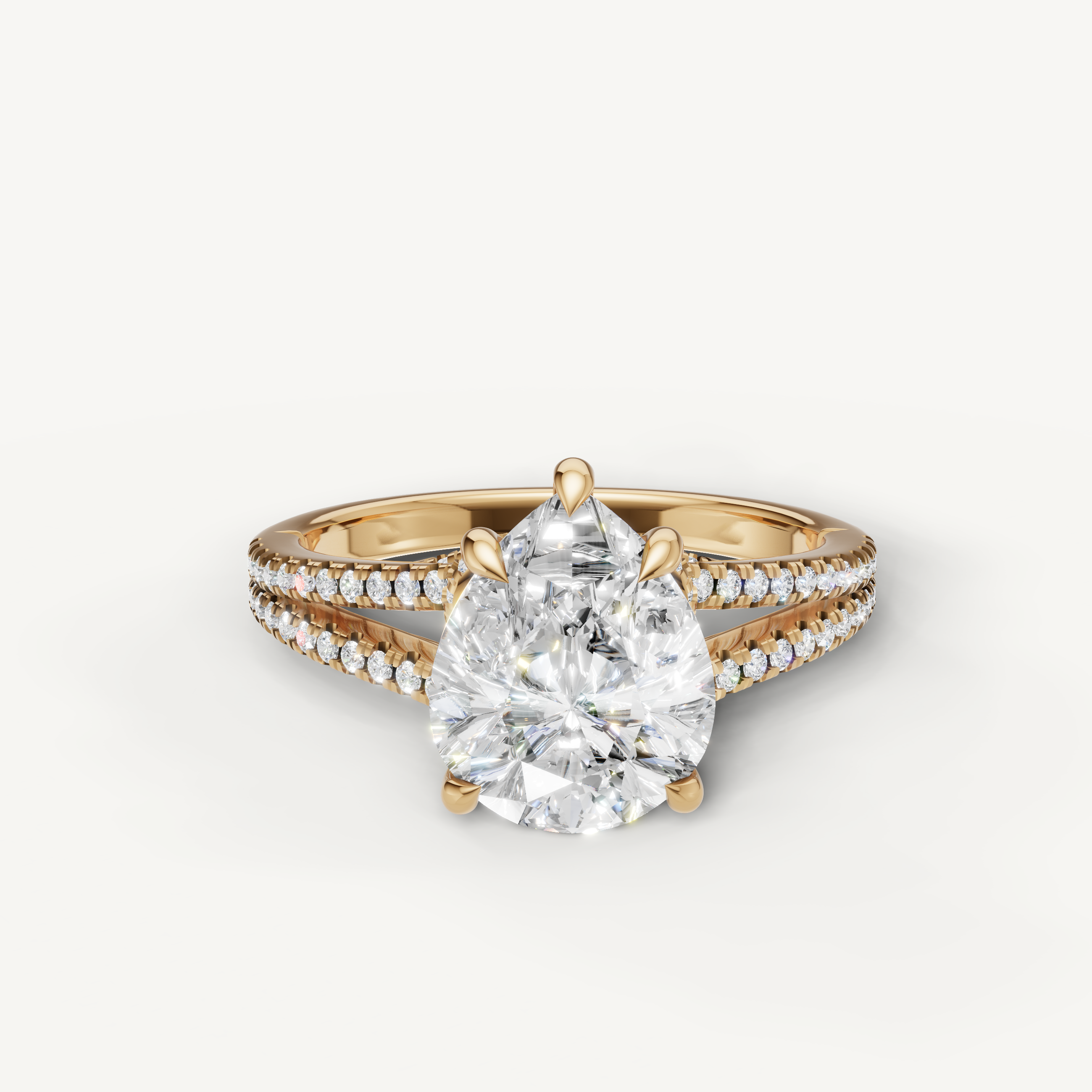 Pear Cut Lab Grown Diamond Engagement Ring in 14K Yellow Gold – Raul Diamonds