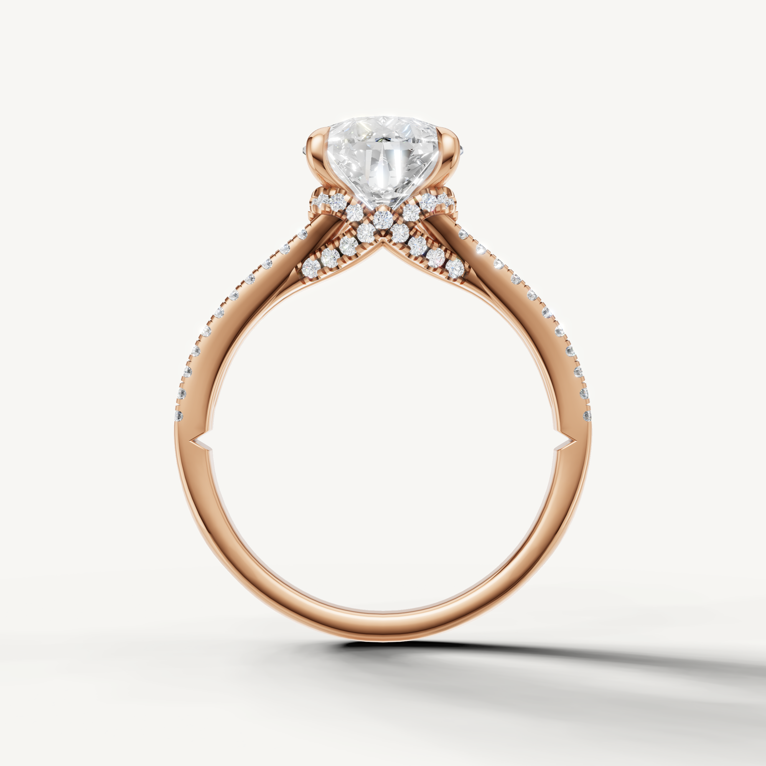 14K Rose Gold Pear Engagement Ring with Double Pavé Setting – Raul Diamonds