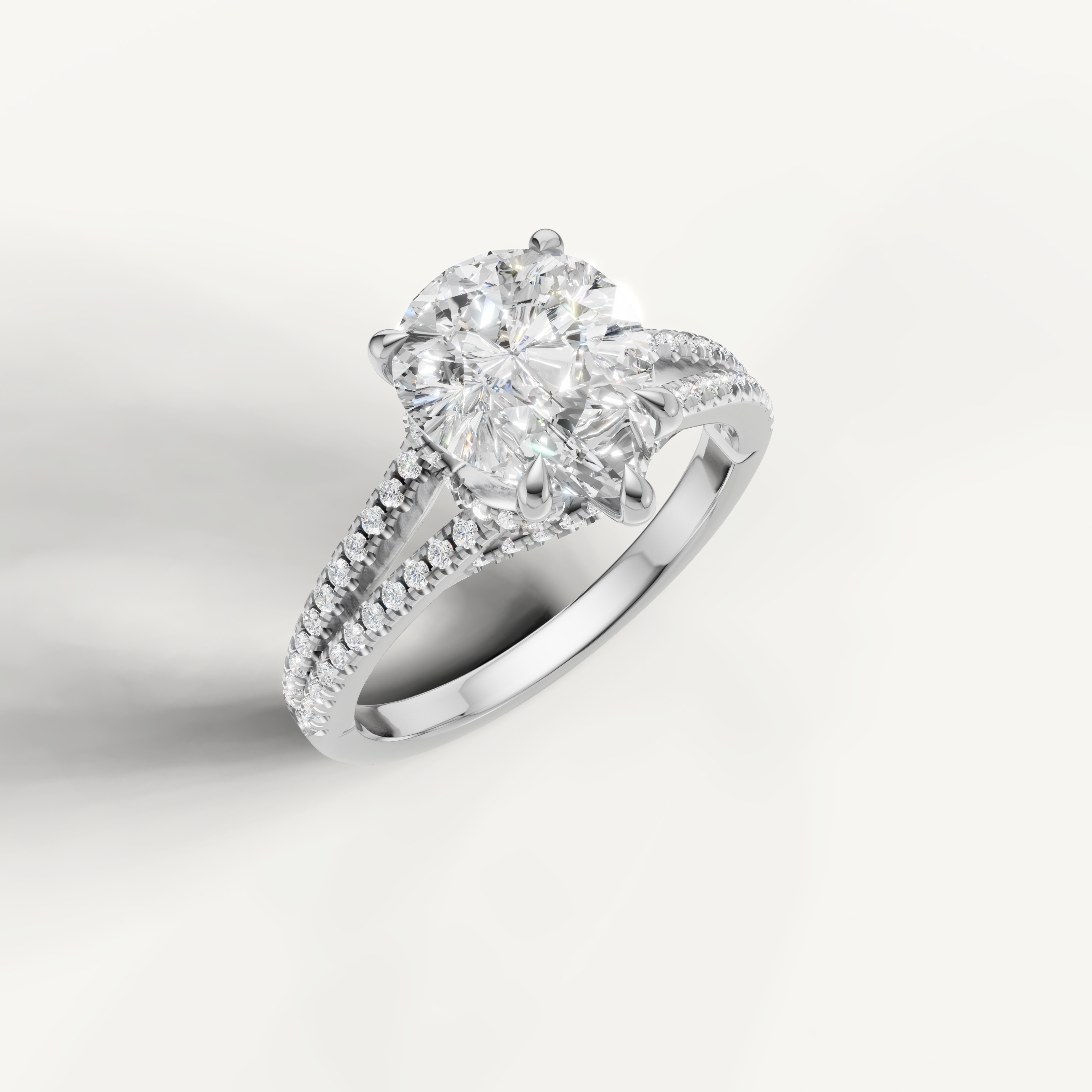 14K White Gold Pear Lab Diamond Split Shank Ring for Women – Raul Diamonds