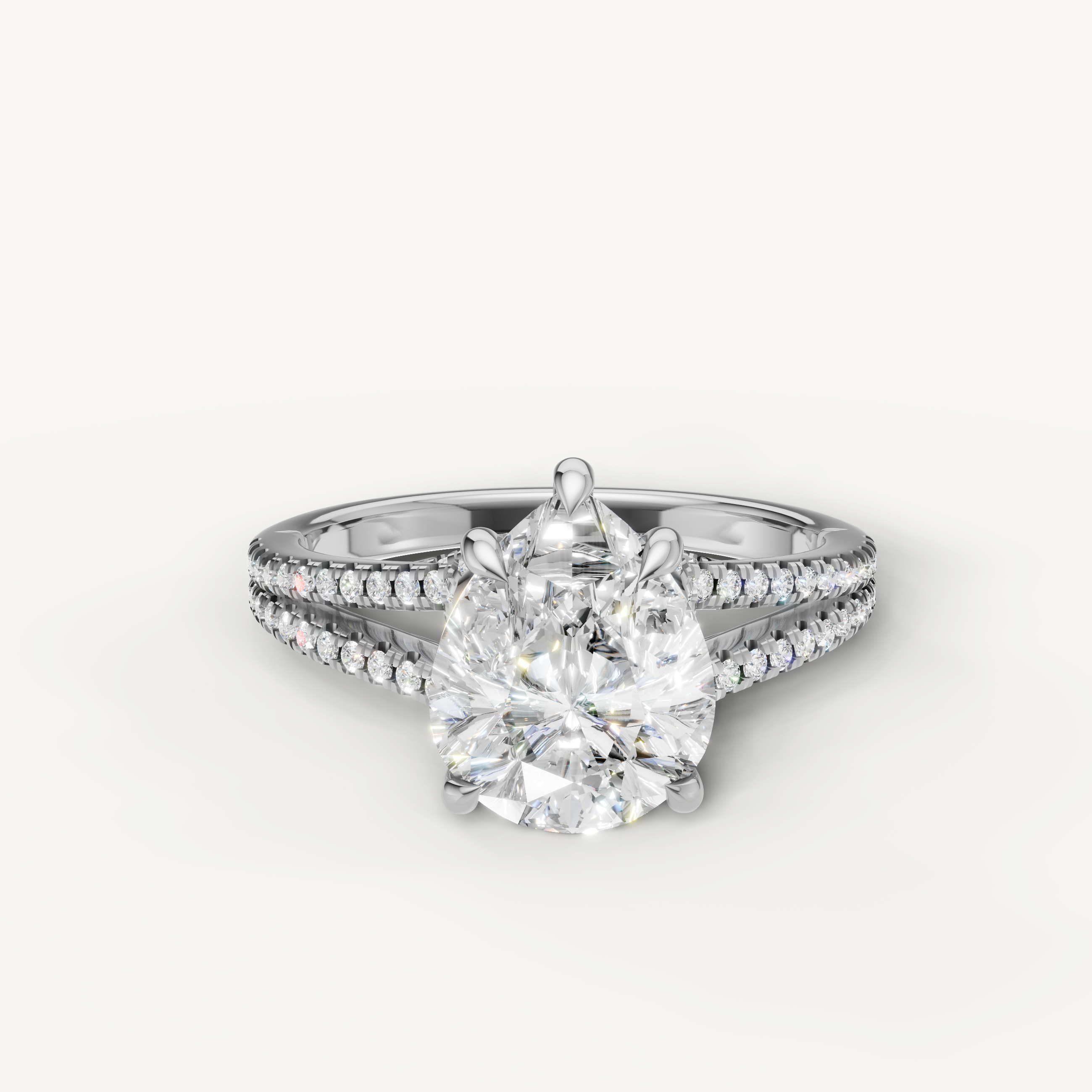 Pear Cut Lab Grown Diamond Engagement Ring in 14K White Gold – Raul Diamonds