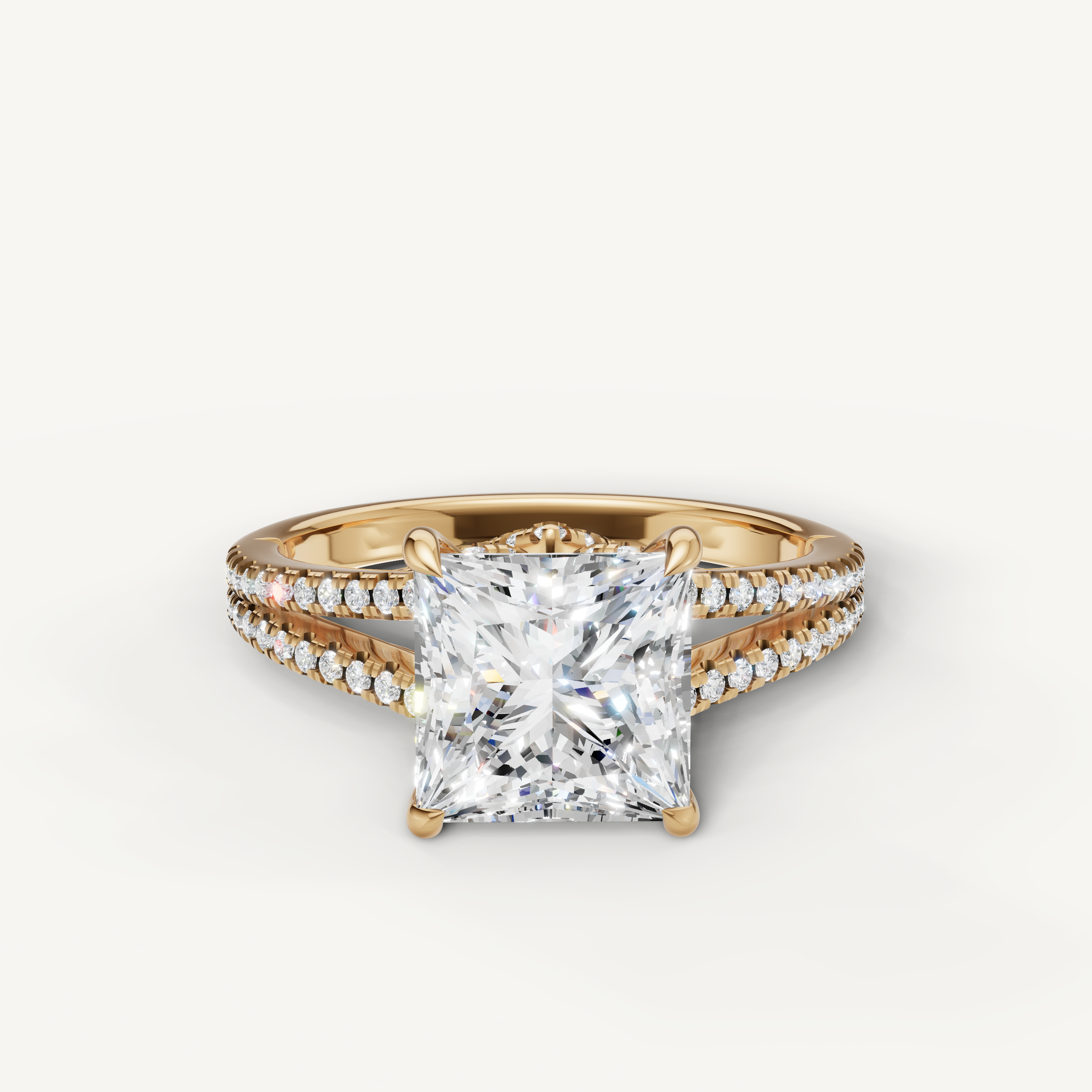 Princess Cut Lab Grown Diamond Engagement Ring in 14K Yellow Gold – Raul Diamonds
