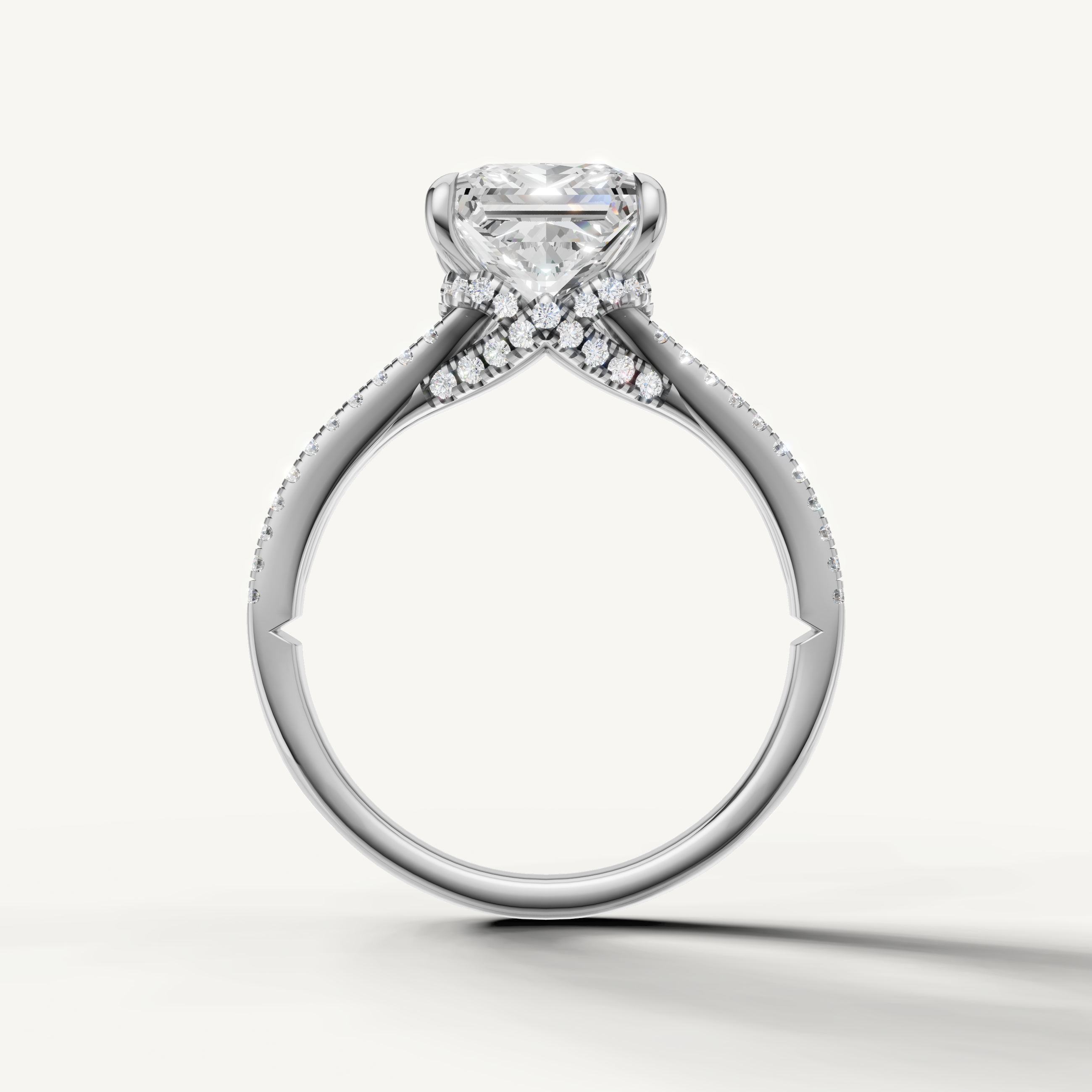 White Gold Princess Engagement Ring with Double Split Shank Design – Raul Diamonds