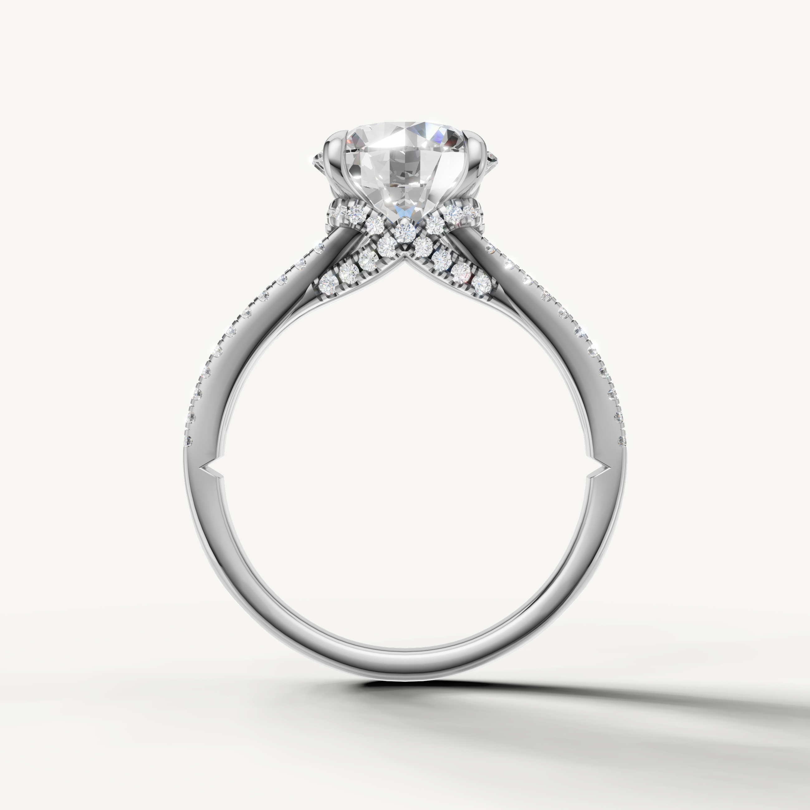 White Gold Round Engagement Ring with Double Split Shank Design – Raul Diamonds