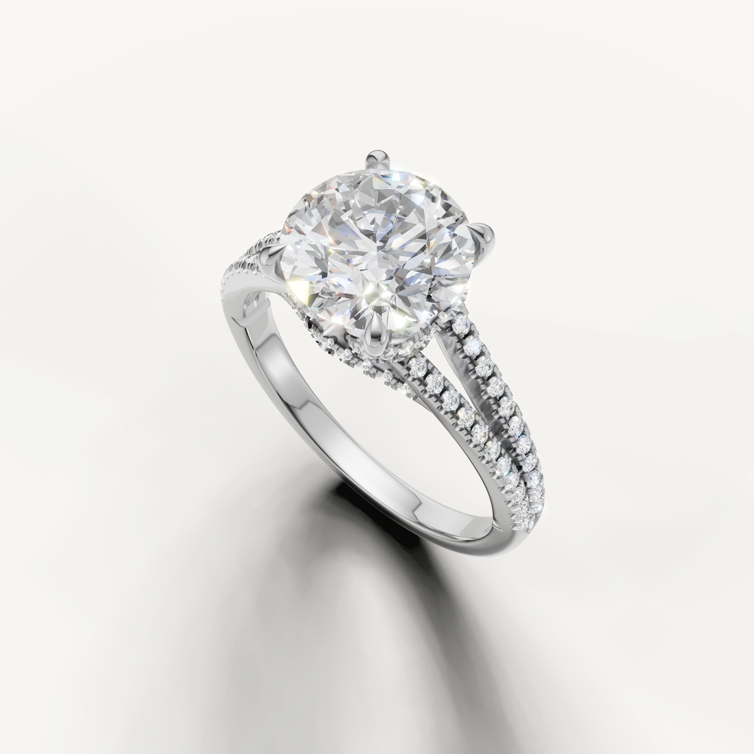 Classic Round Cut Lab Grown Diamond Ring with Pavé Band – Raul Diamonds