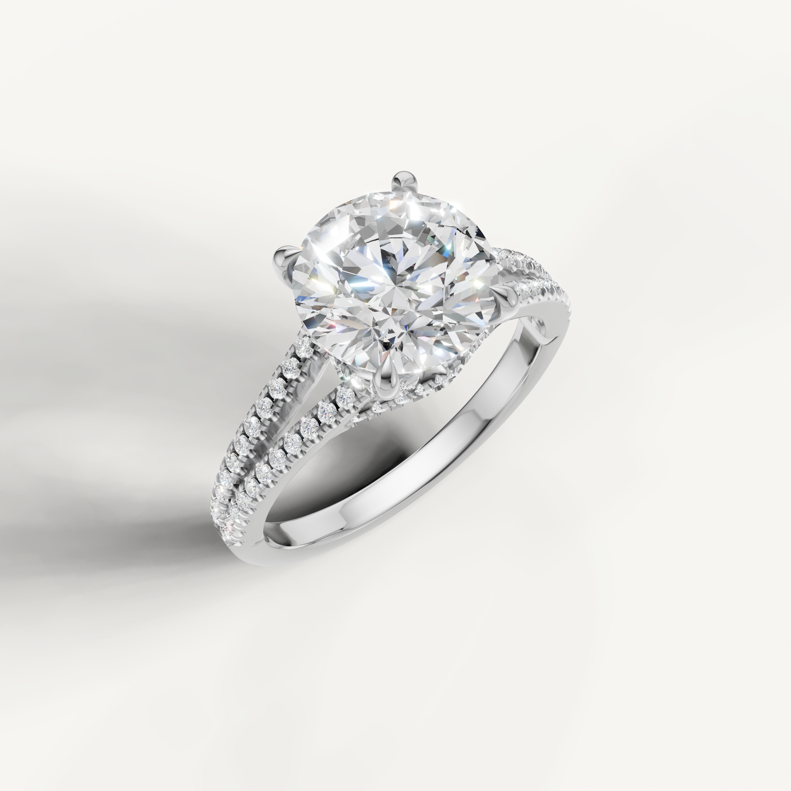 14K White Gold Round Lab Diamond Split Shank Ring for Women – Raul Diamonds