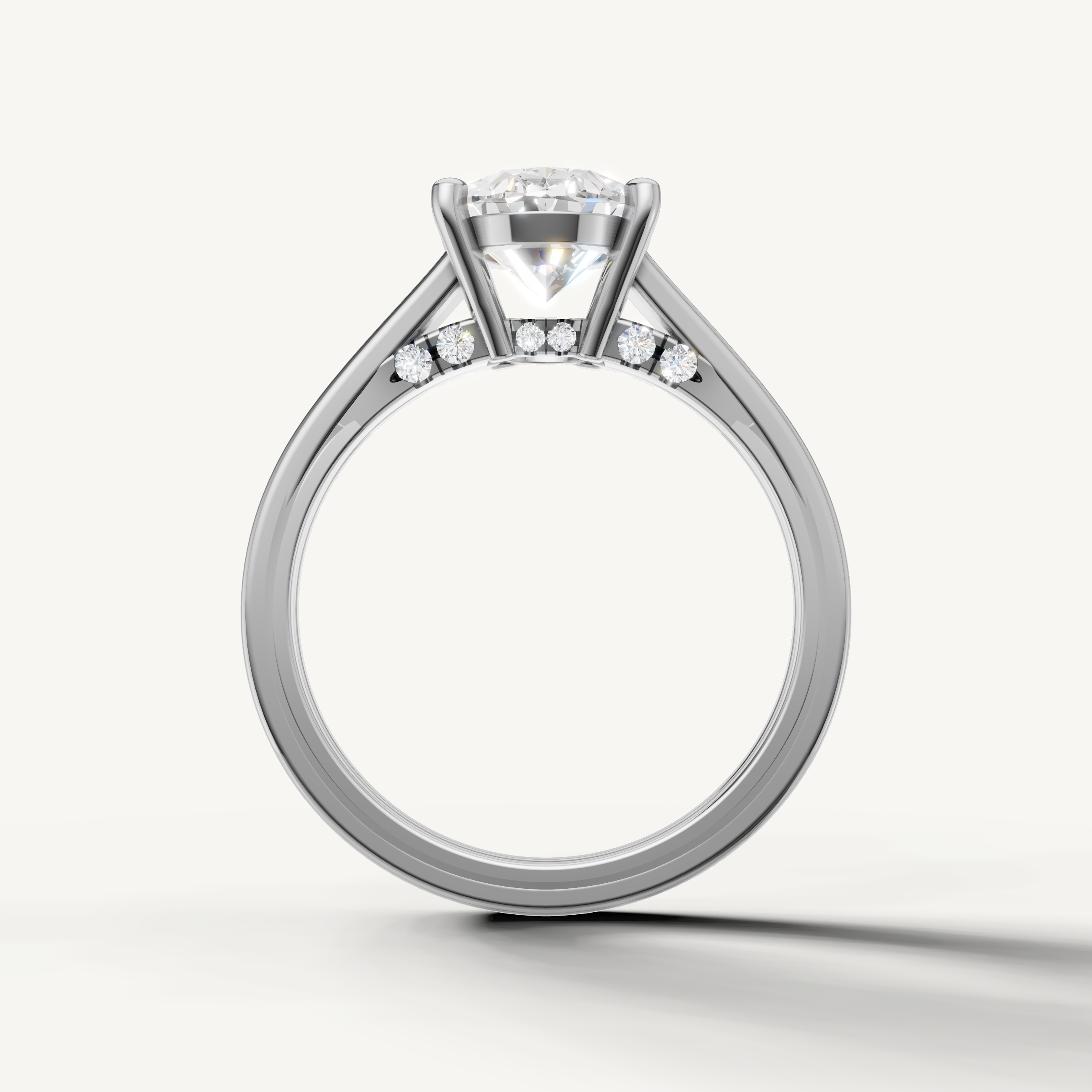 White Gold Oval Shape Lab Grown Diamond Ring with Hidden Pavé Detail – Raul Diamonds
