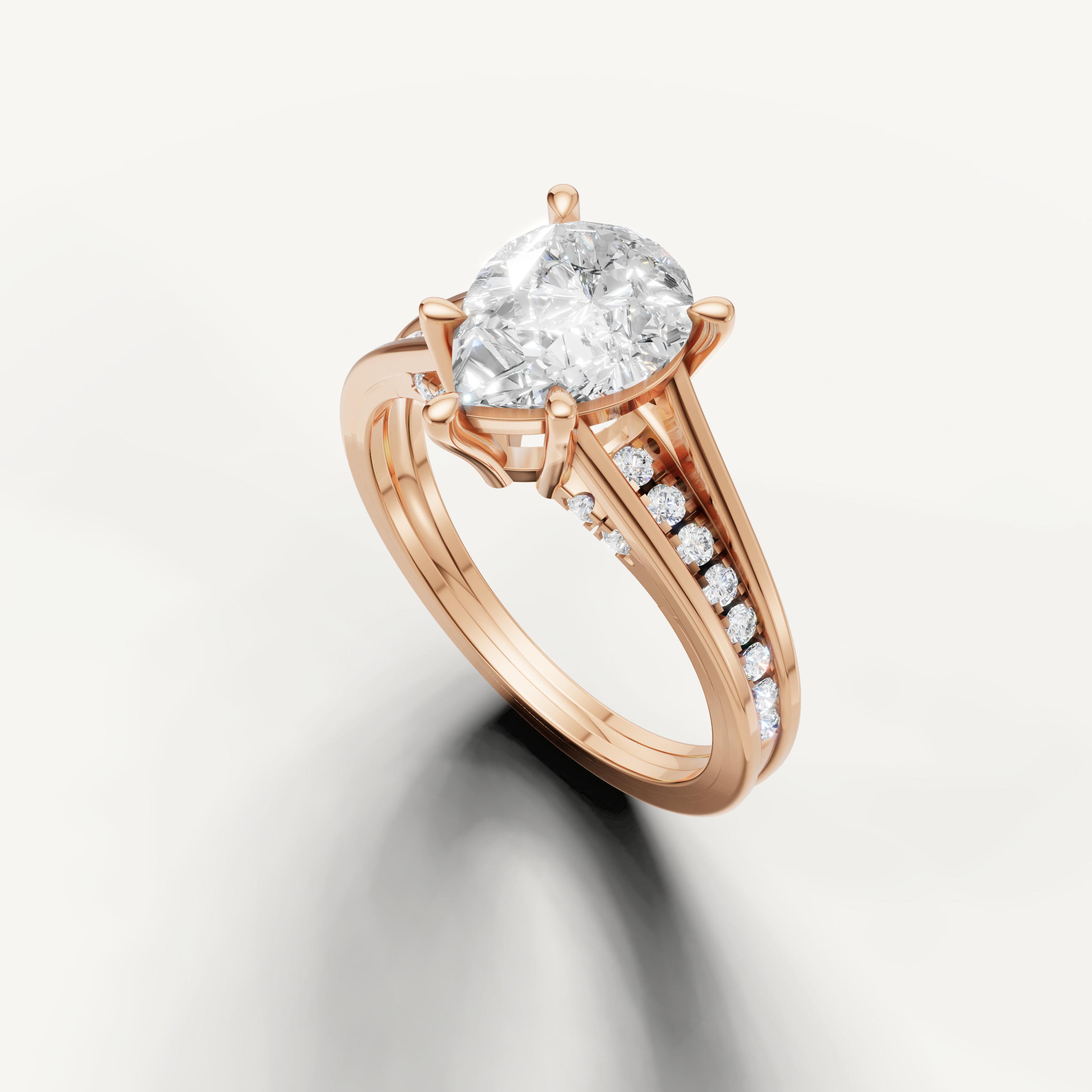14K Rose Gold Pear Shape Lab Diamond Ring for Women – Raul Diamonds