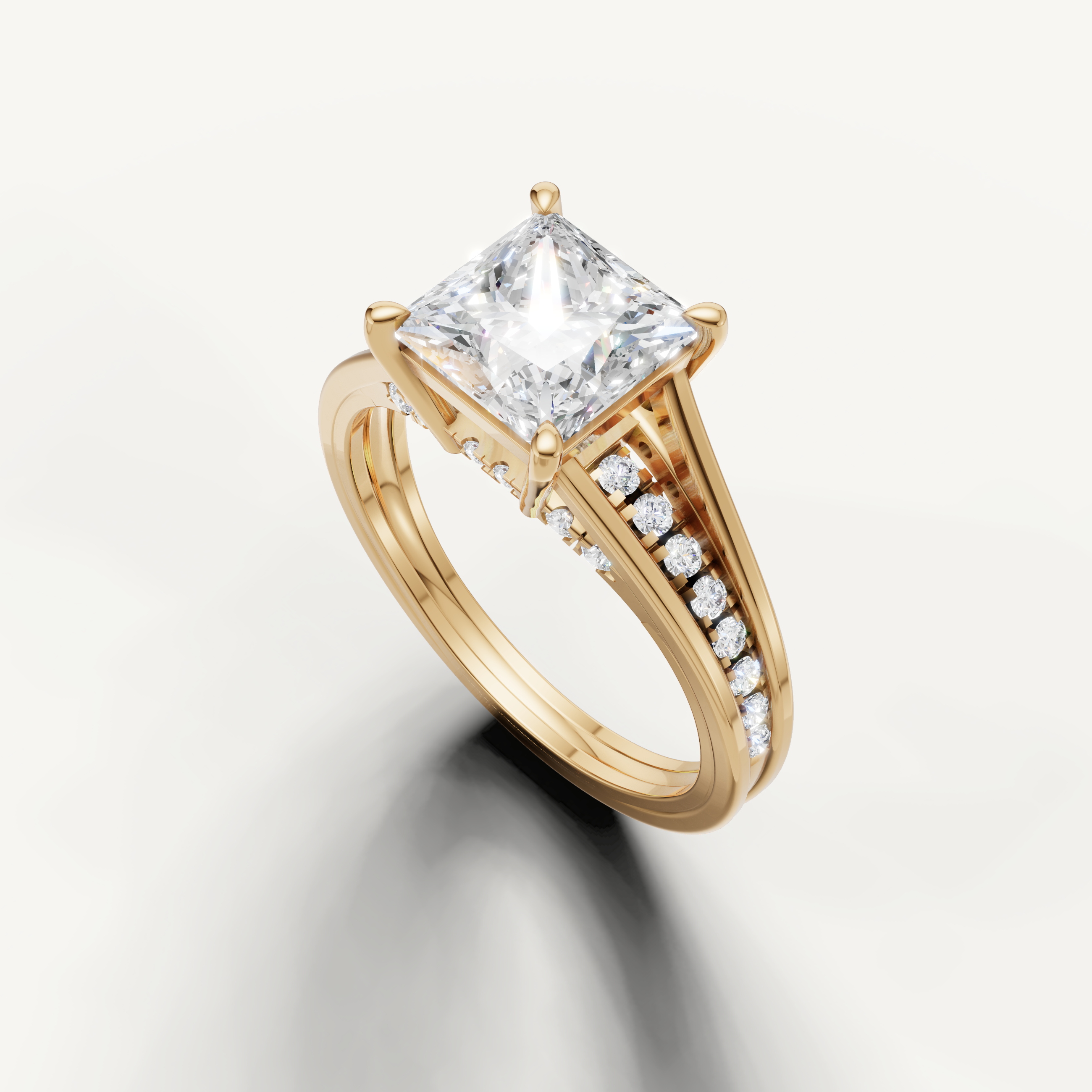 Yellow Gold Princess Cut Diamond Engagement Ring for Women – Raul Diamonds