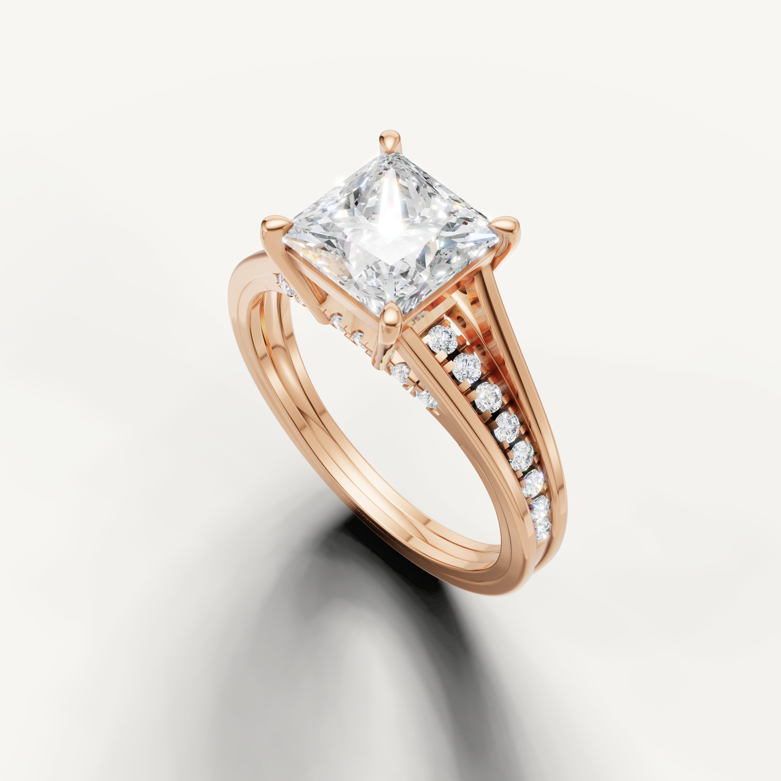 14K Rose Gold Princess Cut Lab Diamond Ring for Women – Raul Diamonds