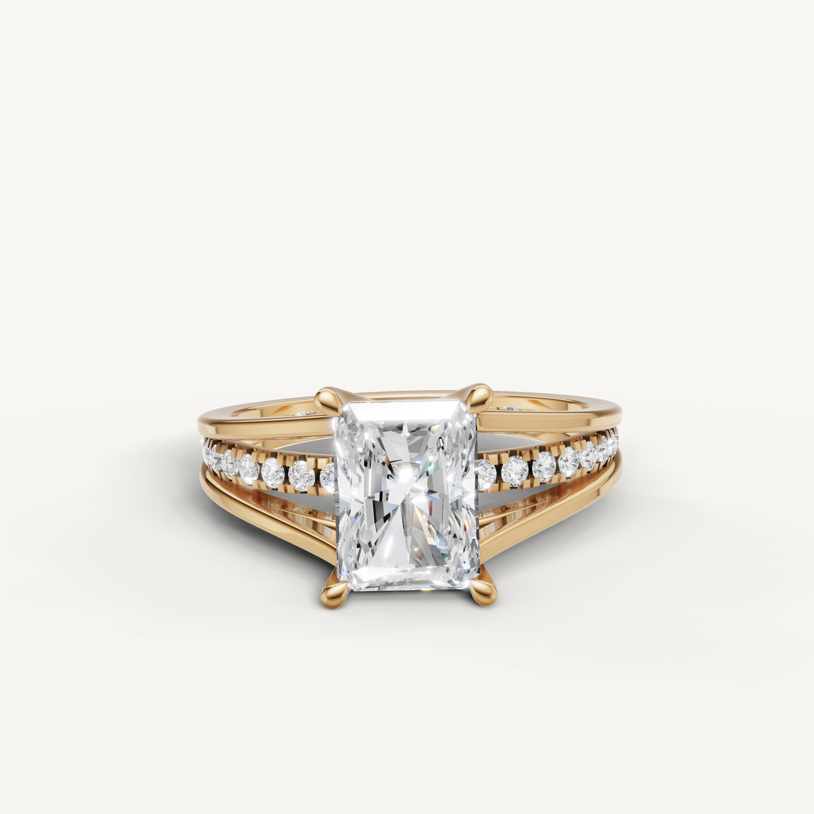 Radiant Cut Lab Grown Diamond Engagement Ring in 14K Yellow Gold – Raul Diamonds