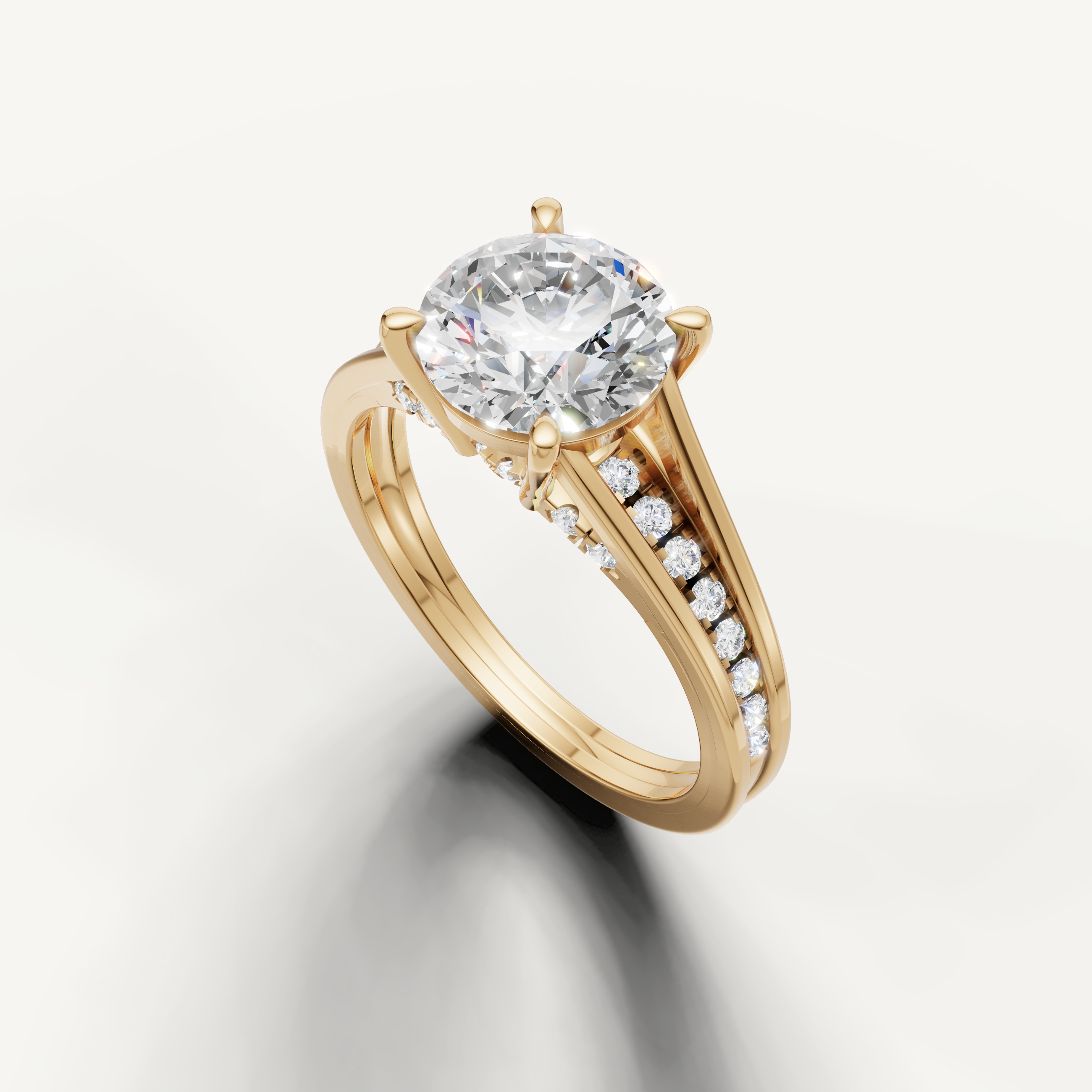 Yellow Gold Round Brilliant Diamond Engagement Ring for Women – Raul Diamonds