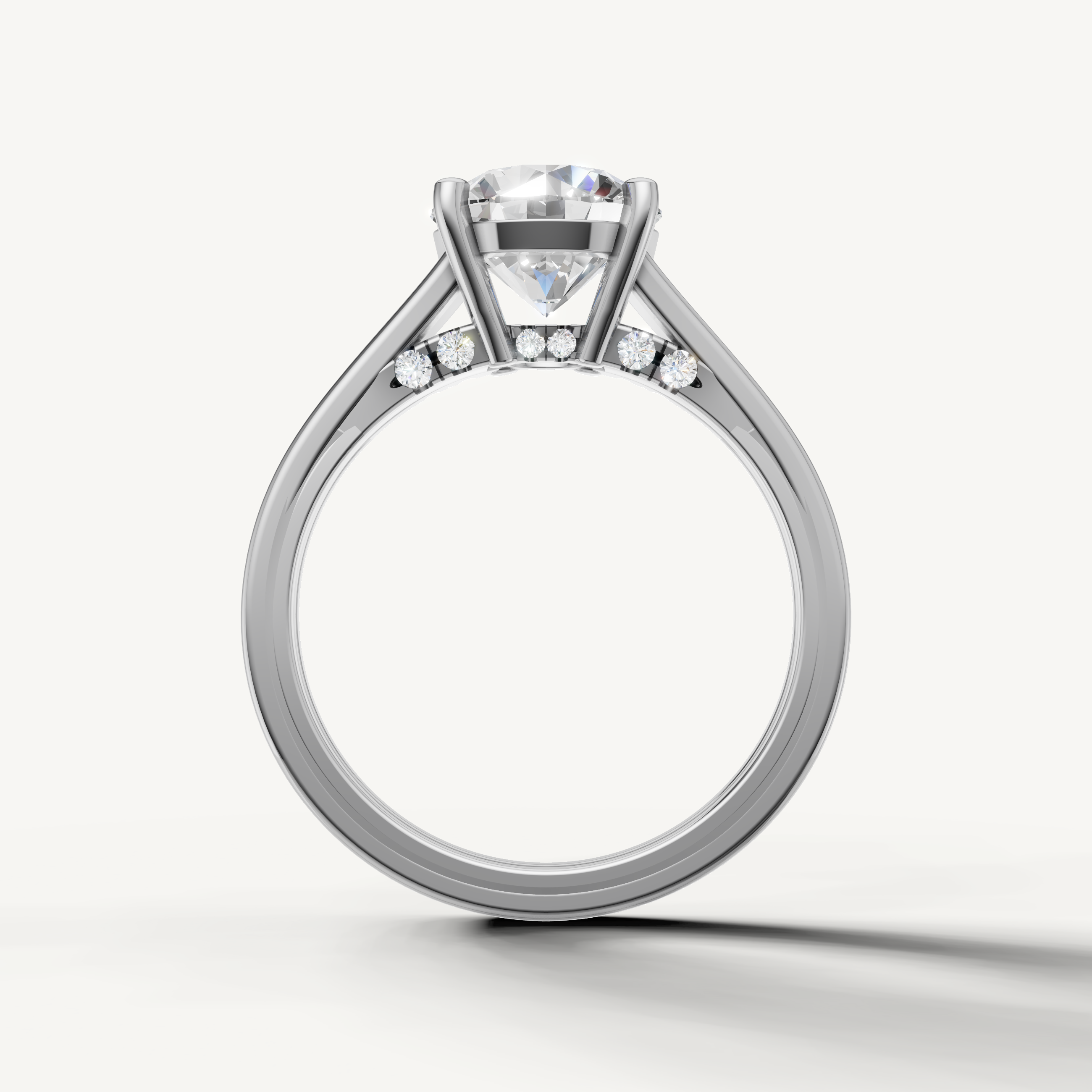 White Gold Round Shape Lab Grown Diamond Ring with Hidden Pavé Detail – Raul Diamonds