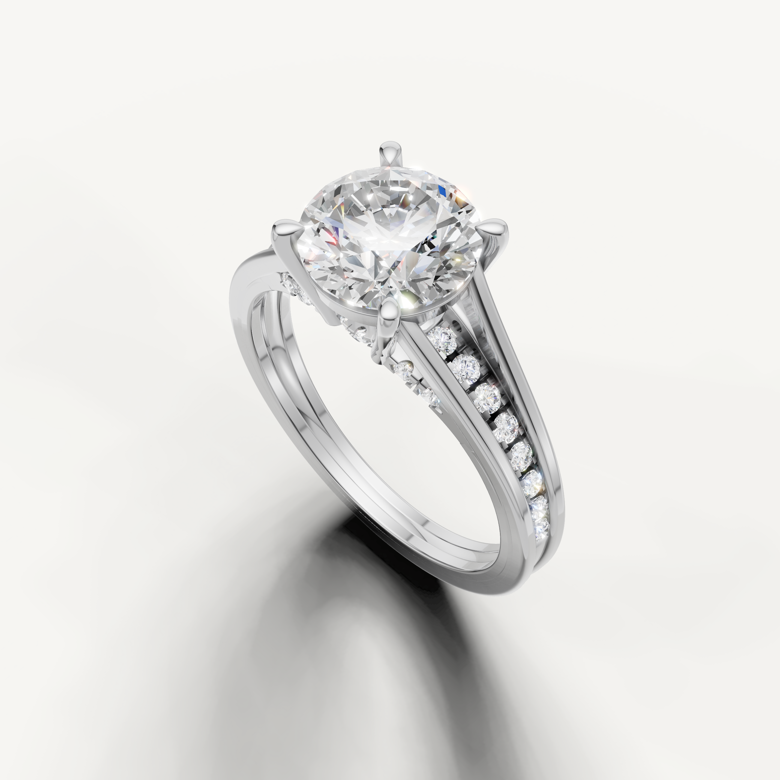 14K White Gold Round Brilliant Diamond Engagement Ring for Women – Raul Diamonds