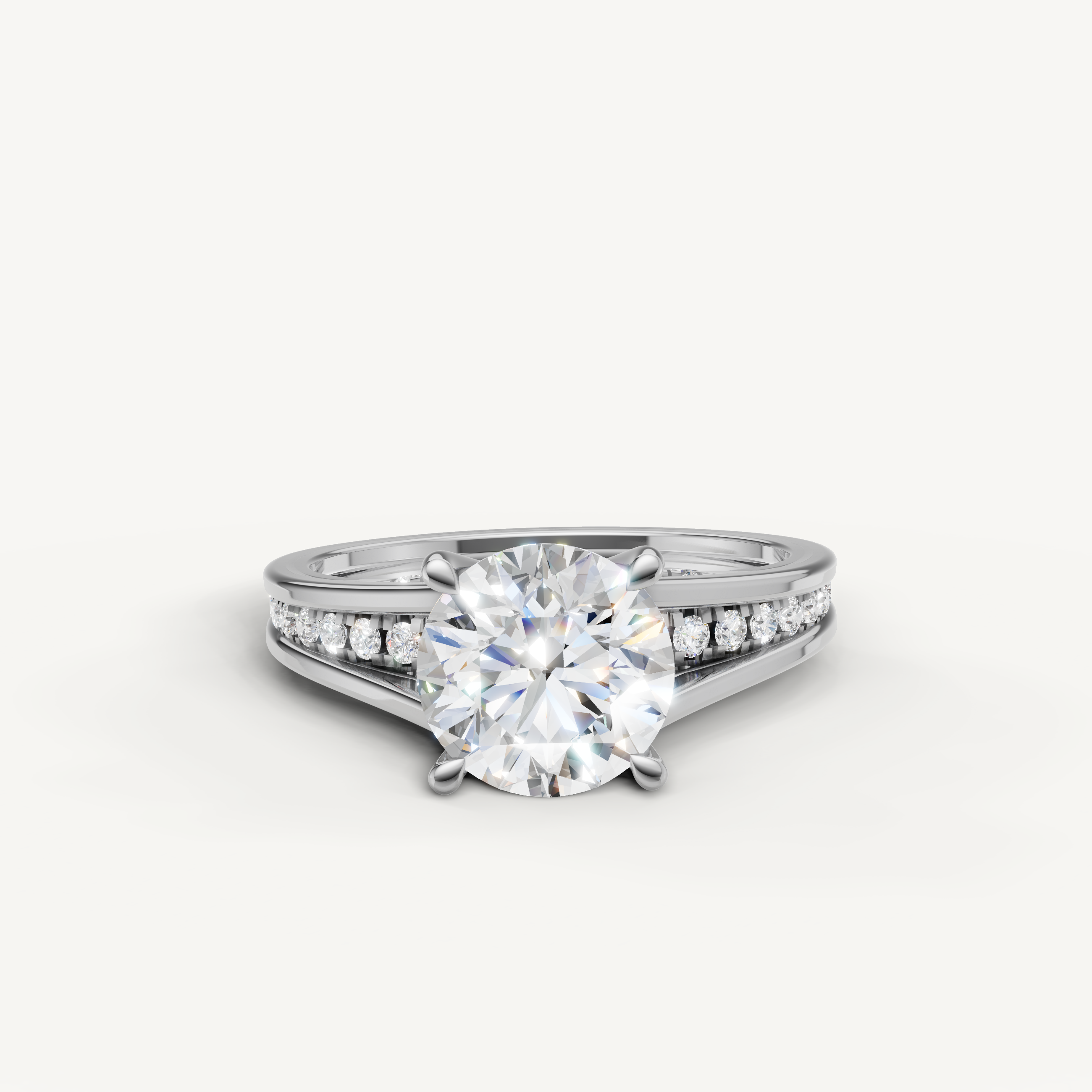 Round Cut Lab Grown Diamond Engagement Ring in 14K White Gold – Raul Diamonds
