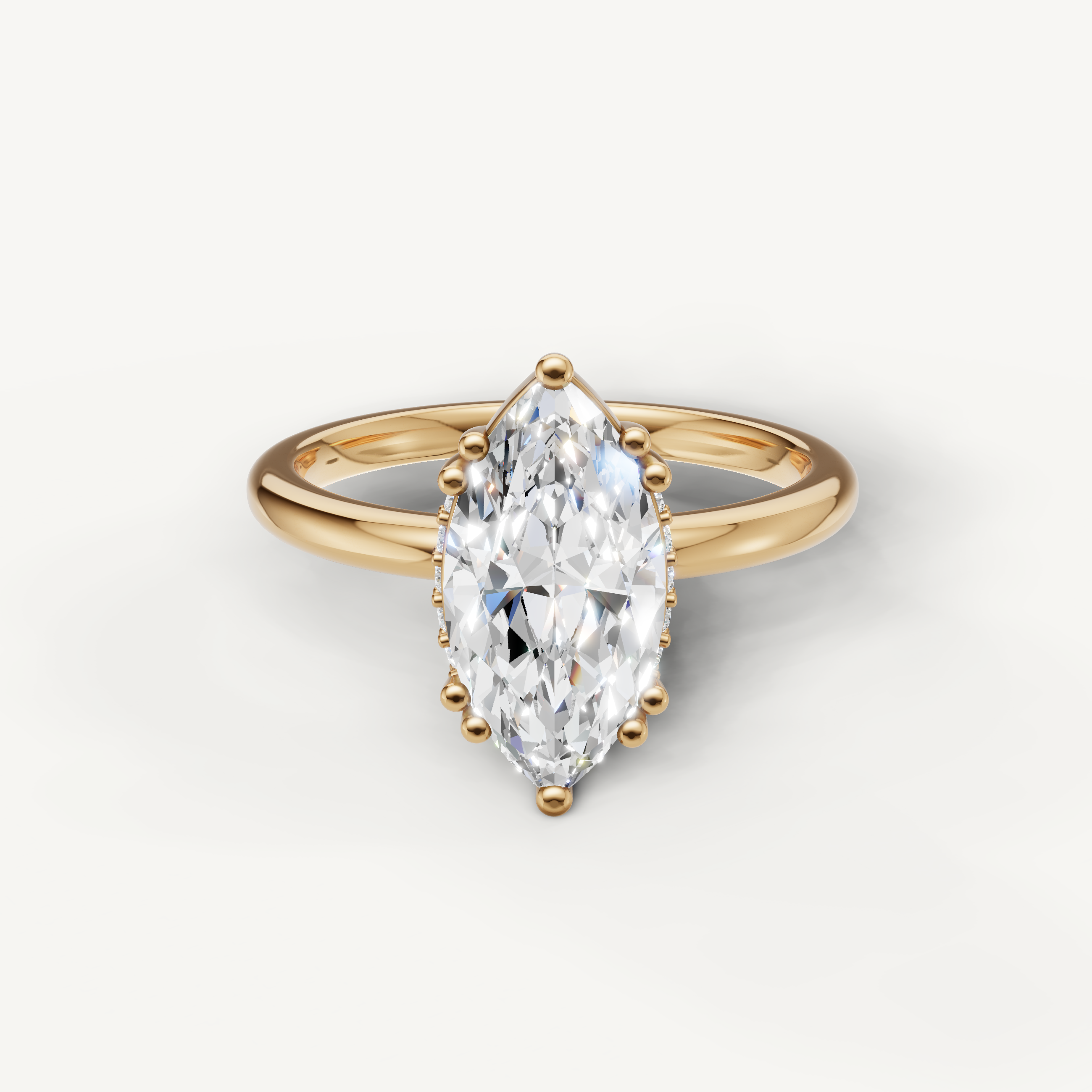 Marquise Cut Lab Grown Diamond Engagement Ring in 14K Yellow Gold – Raul Diamonds