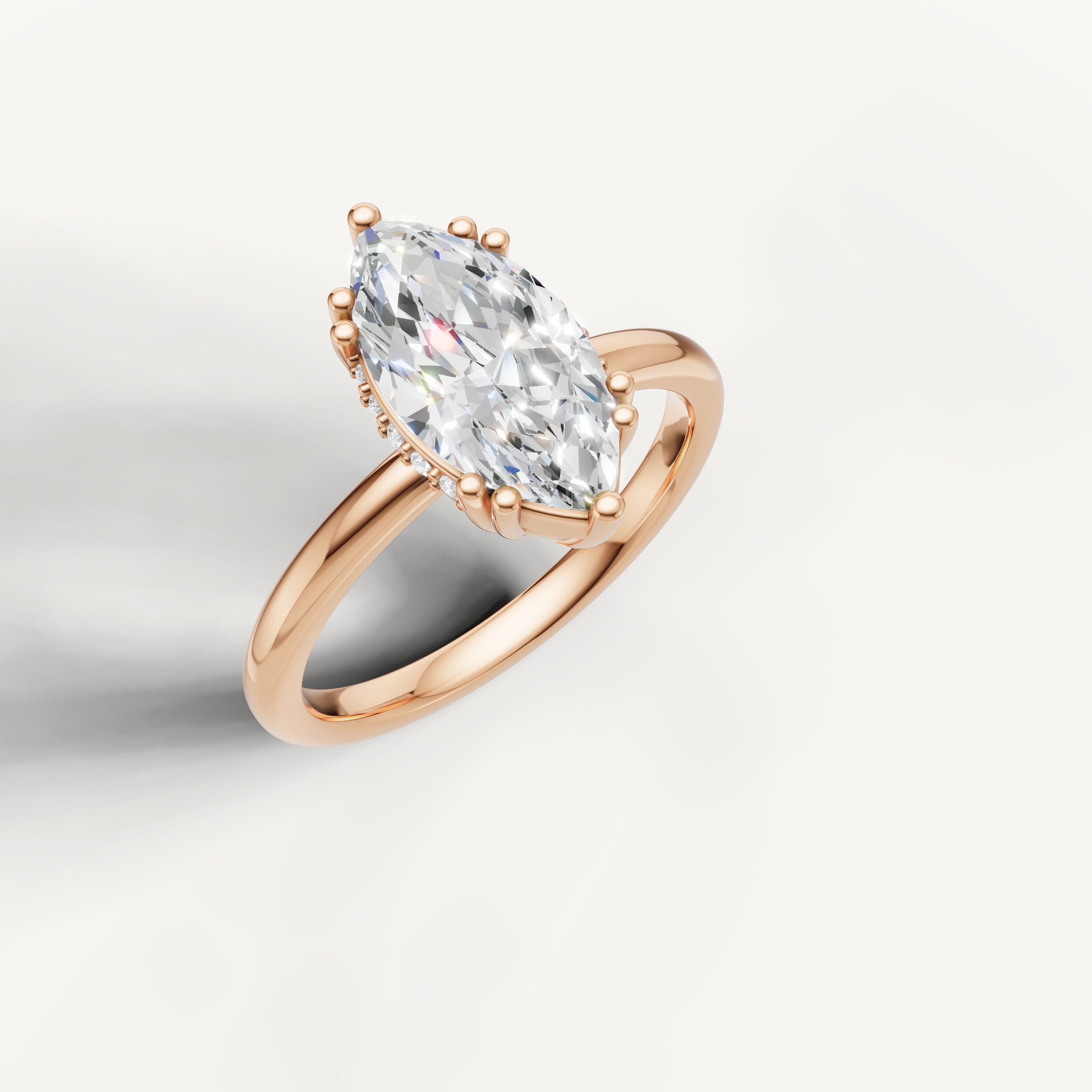 Hidden Halo Marquise Lab Diamond Ring in 14K Rose Gold – Raul Diamonds