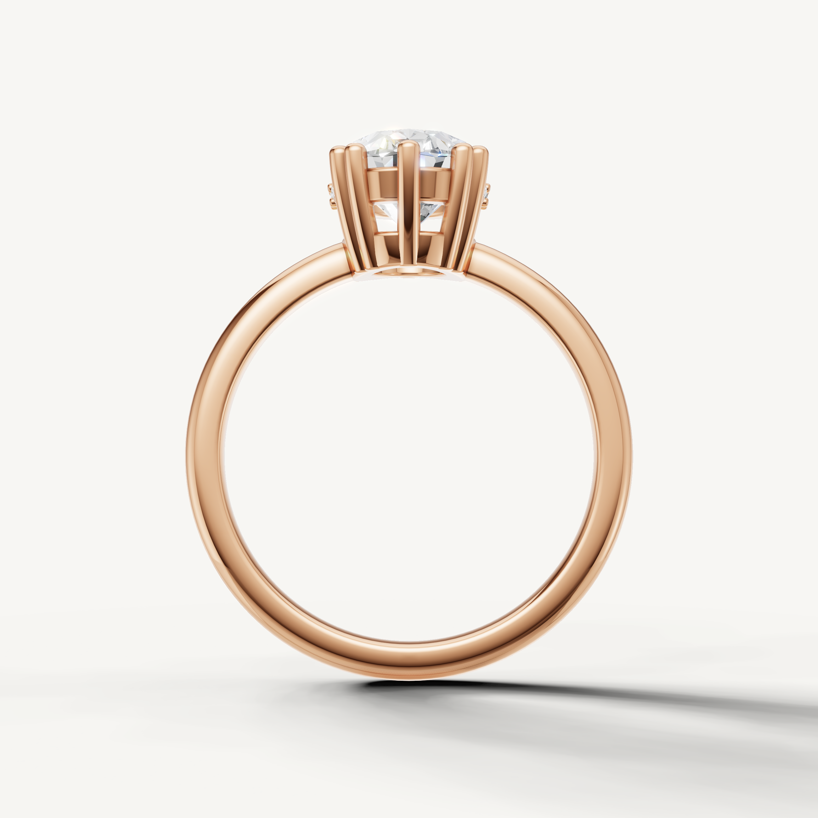 14K Rose Gold Oval Cut Engagement Ring with Hidden Pavé Detail – Raul Diamonds