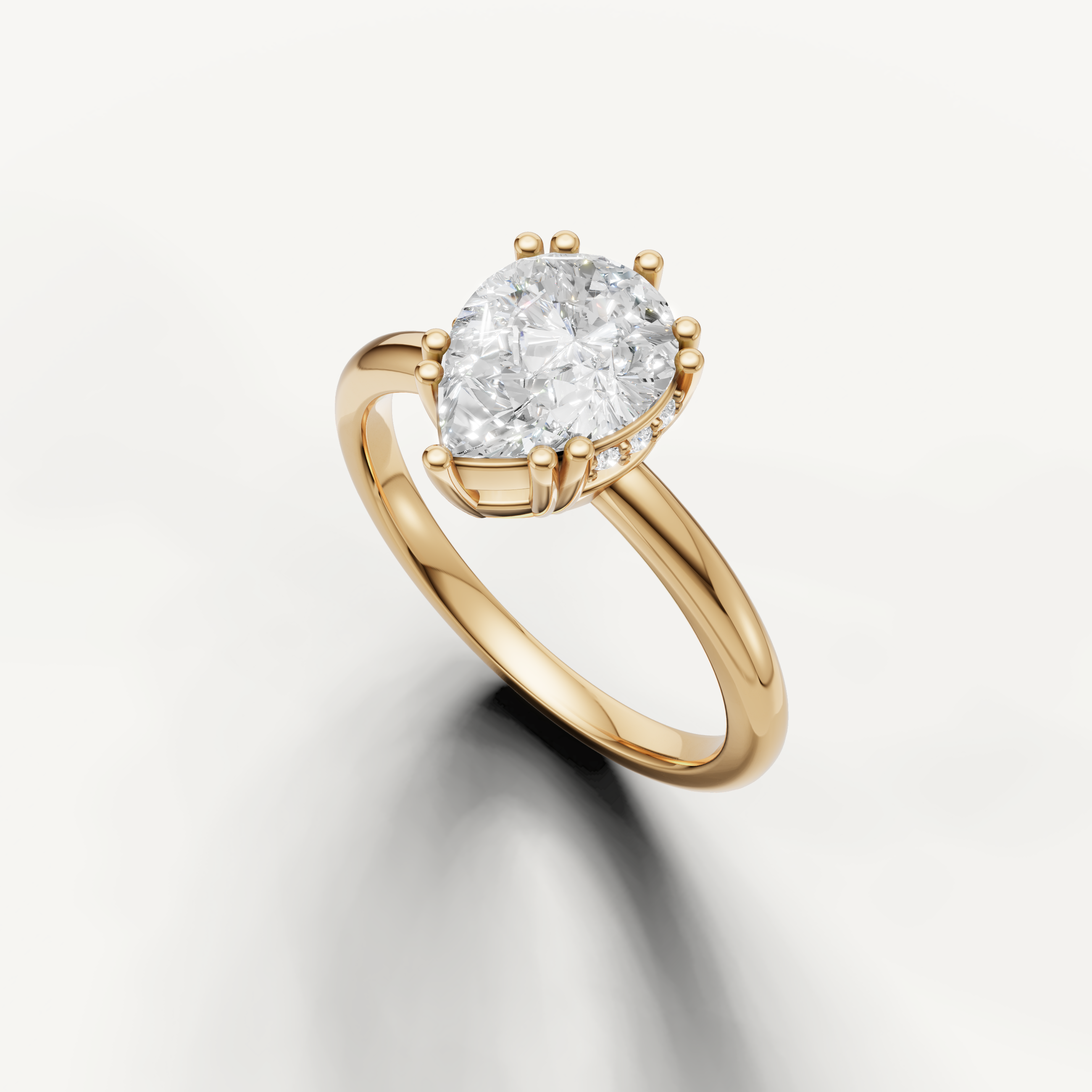 Teardrop Pear Lab Grown Diamond Engagement Ring in Yellow Gold – Raul Diamonds