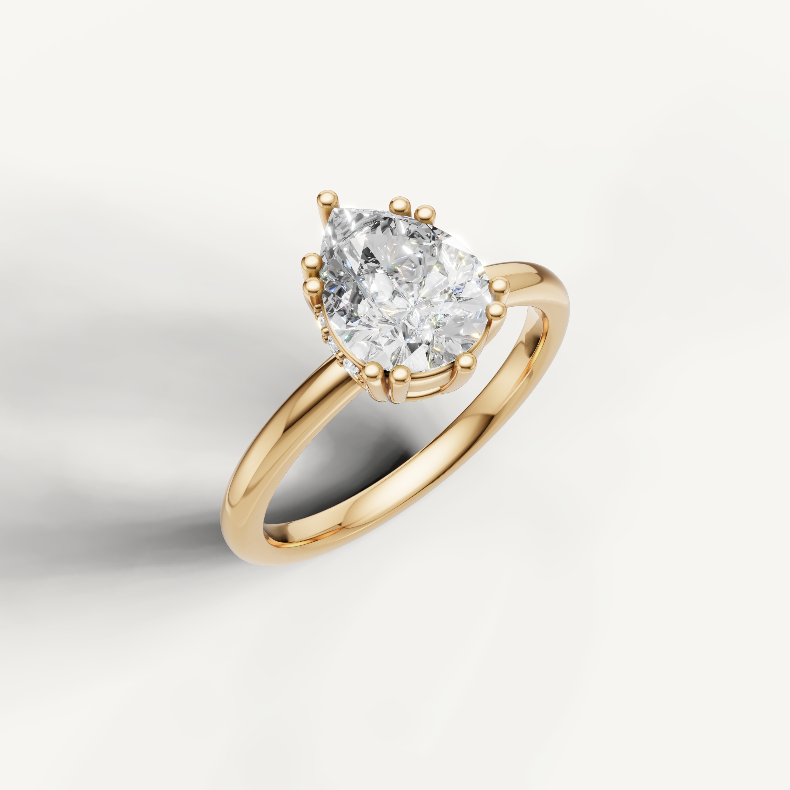 14K Yellow Gold Pear Lab Diamond Solitaire Ring with Hidden Halo – Raul Diamonds