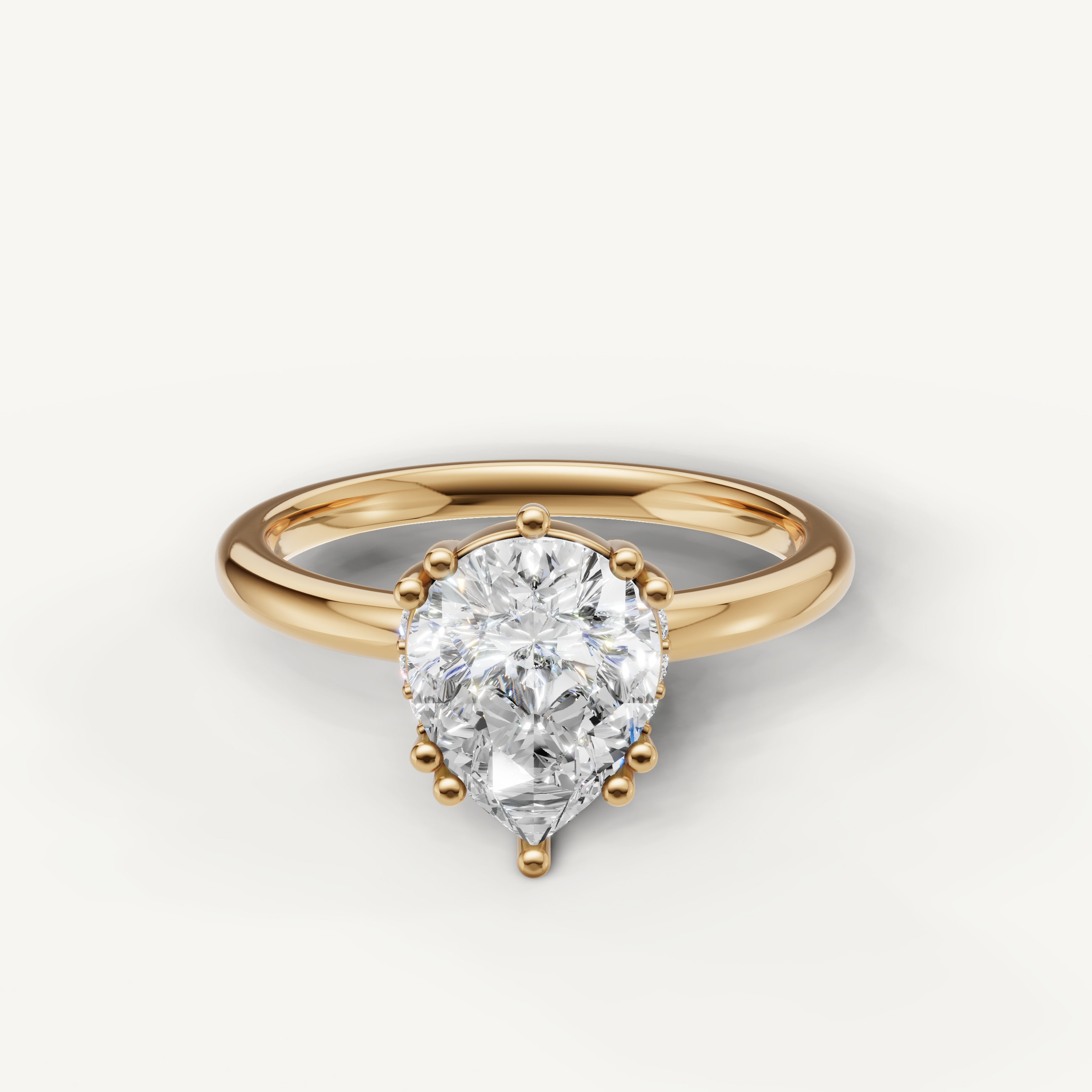 Pear Cut Lab Grown Diamond Engagement Ring in 14K Yellow Gold – Raul Diamonds