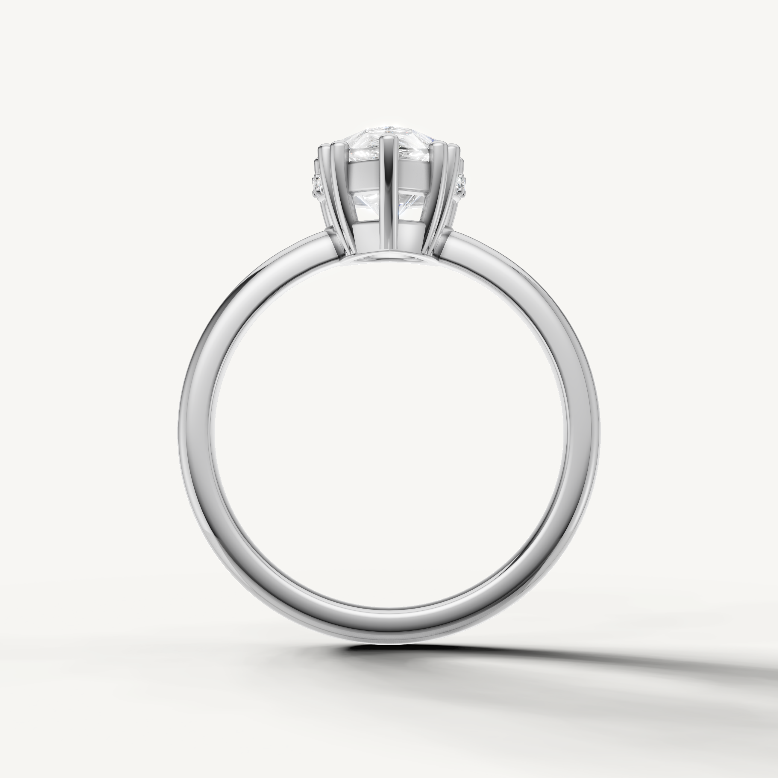 White Gold Pear Engagement Ring with Hidden Accent Diamonds – Raul Diamonds