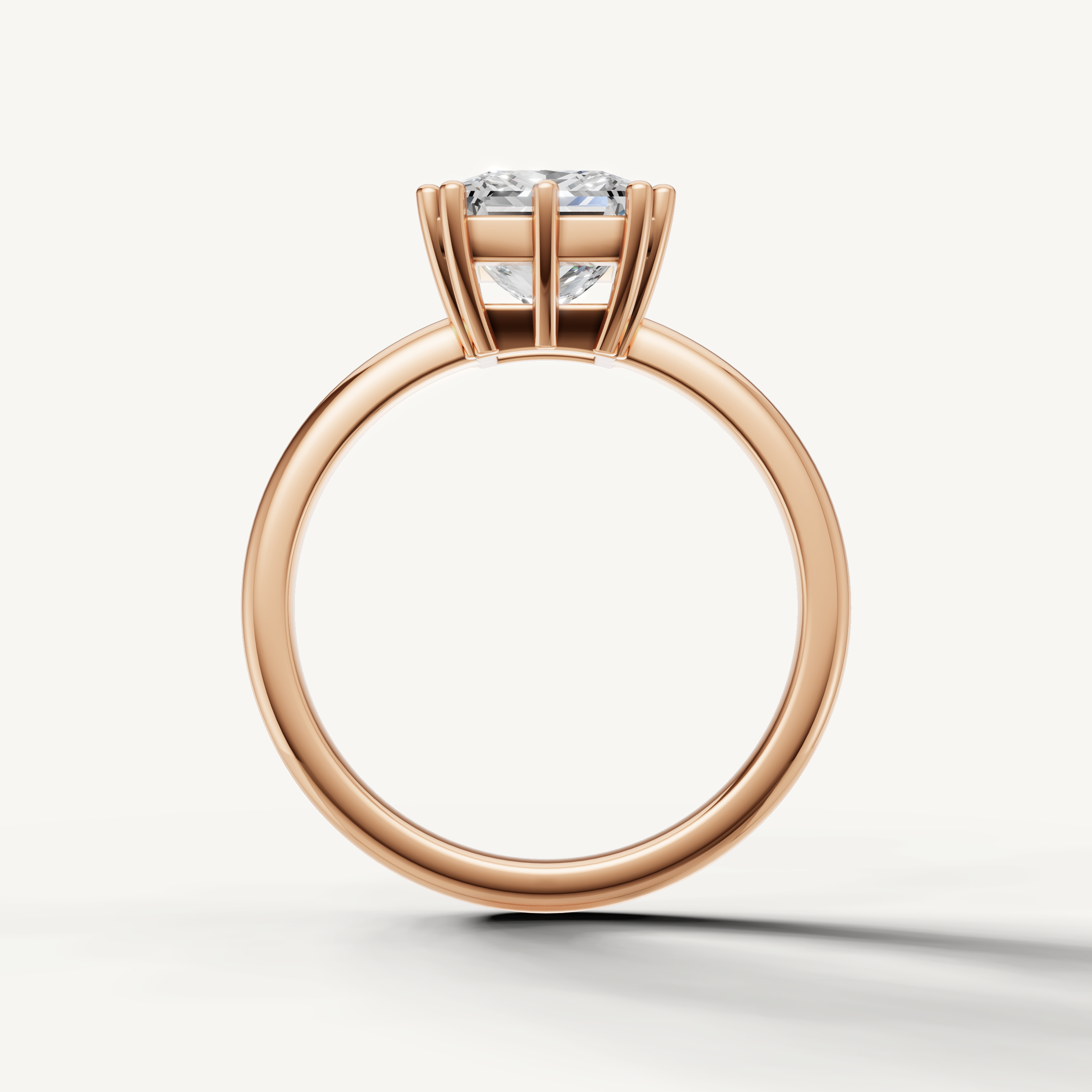 14K Rose Gold Princess Cut Engagement Ring with Hidden Pavé Detail – Raul Diamonds