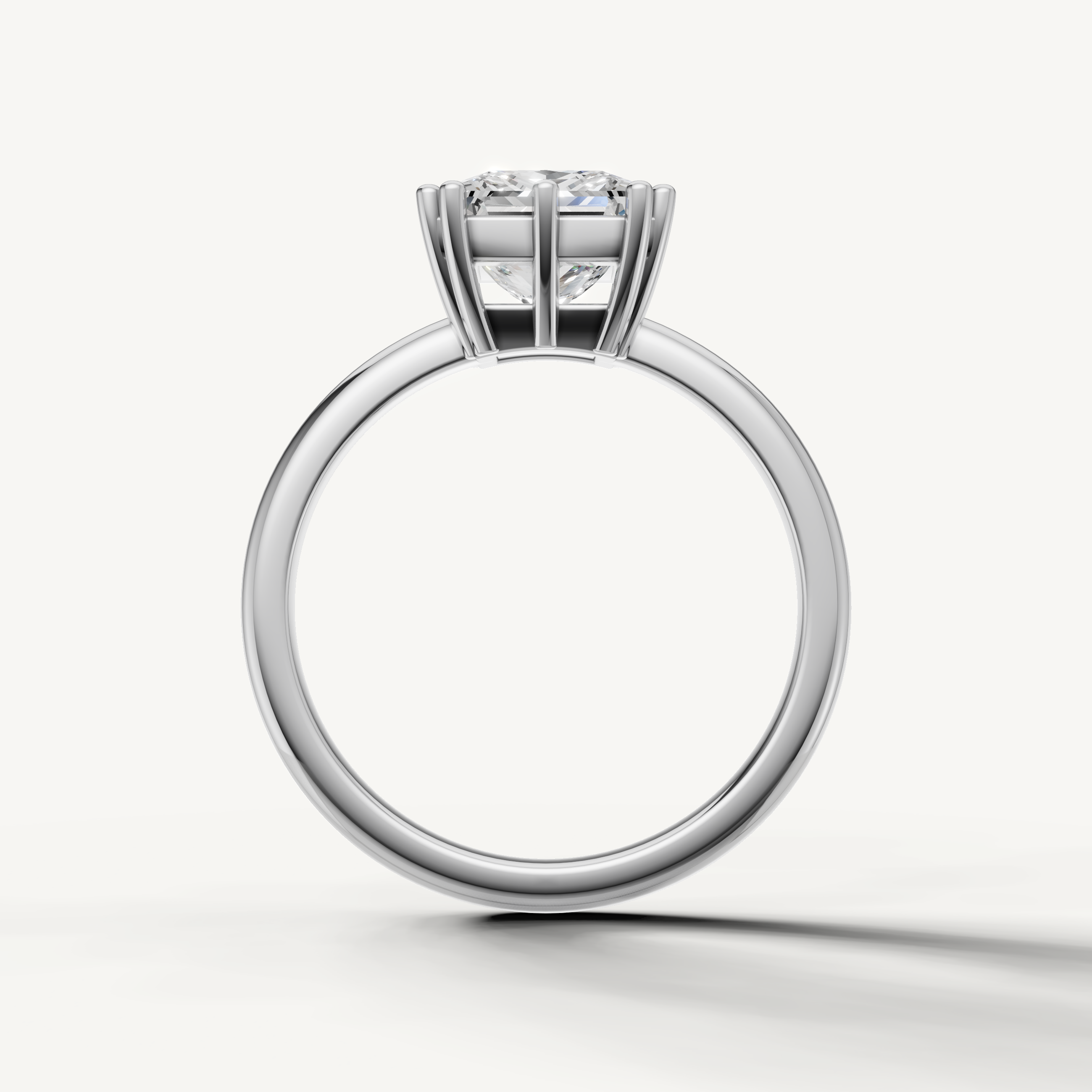 White Gold Princess Engagement Ring with Hidden Accent Diamonds – Raul Diamonds
