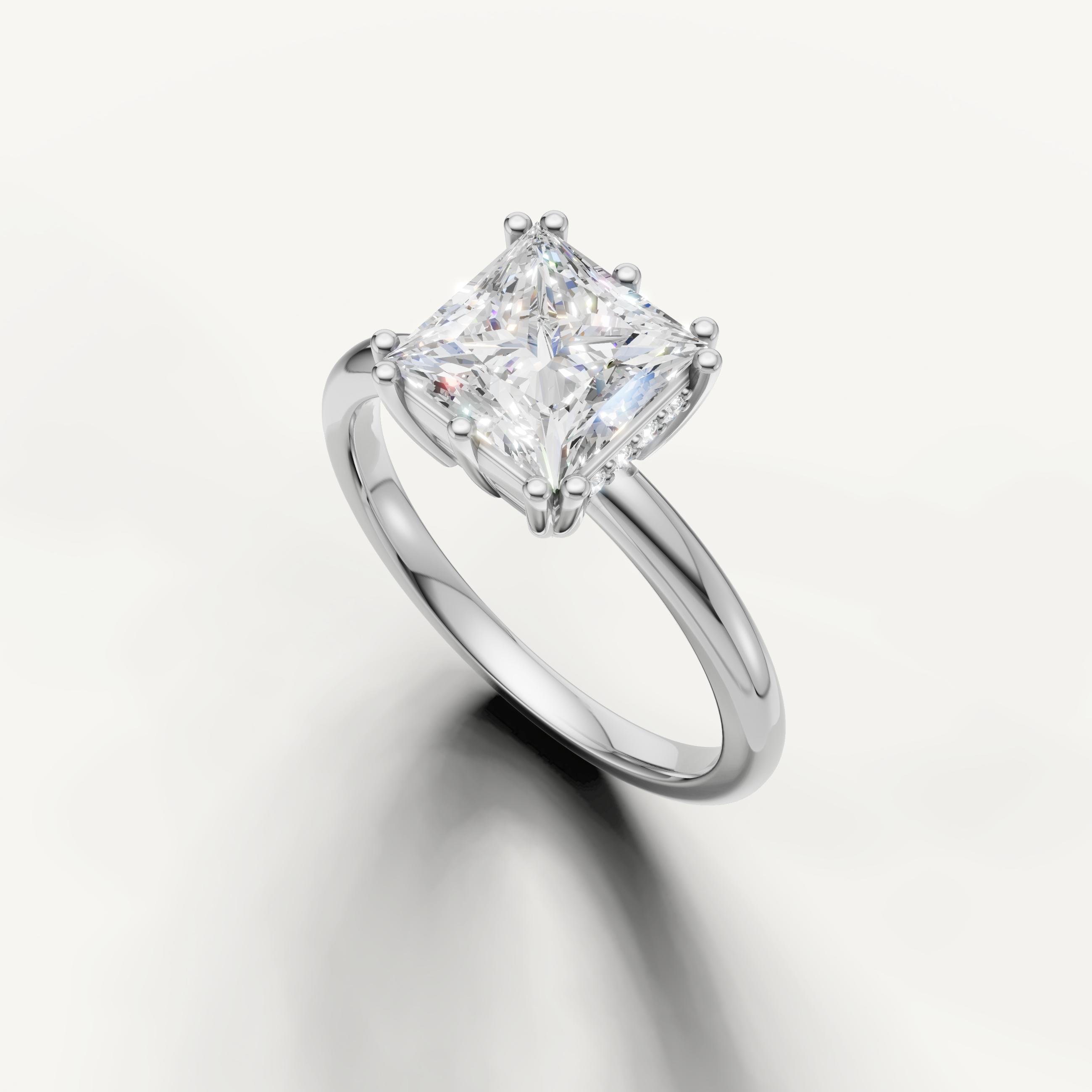 Classic Princess Cut Lab Grown Diamond Solitaire Ring in White Gold – Raul Diamonds