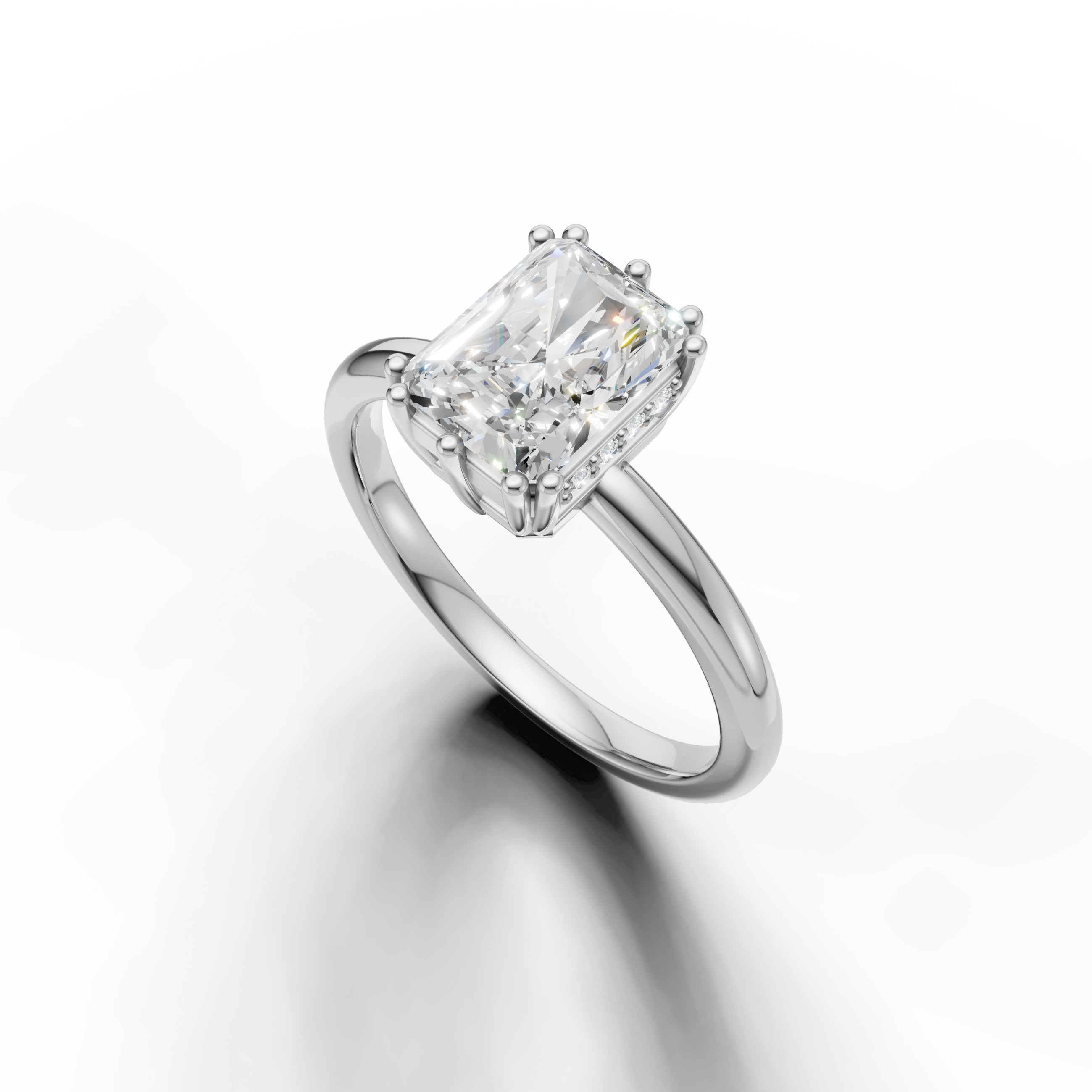 Classic Radiant Cut Lab Grown Diamond Ring in White Gold – Raul Diamonds