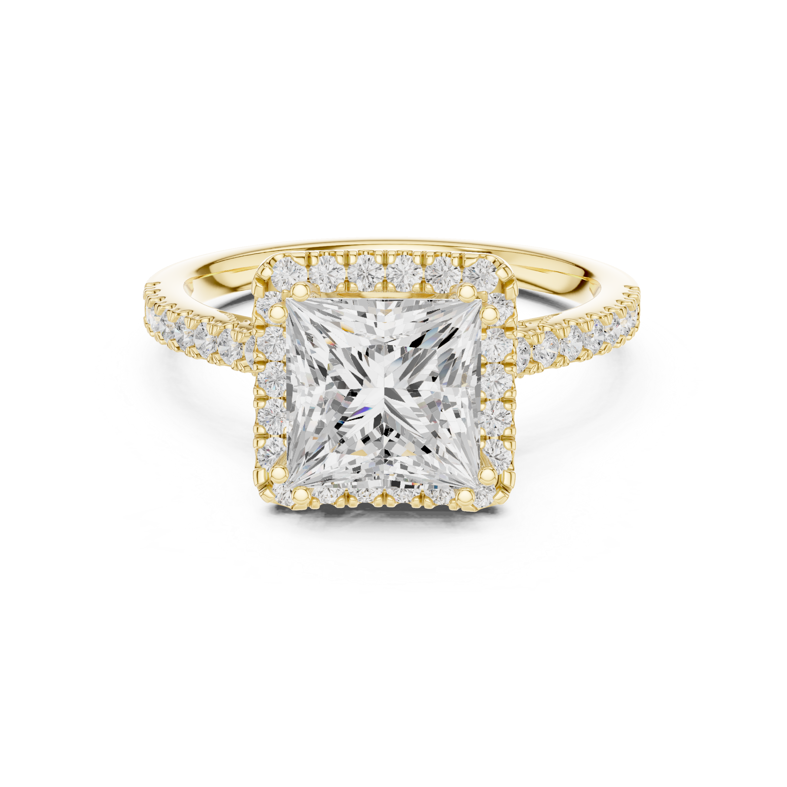 2.50 ctw Princess Cut Lab Created Diamond Halo Ring