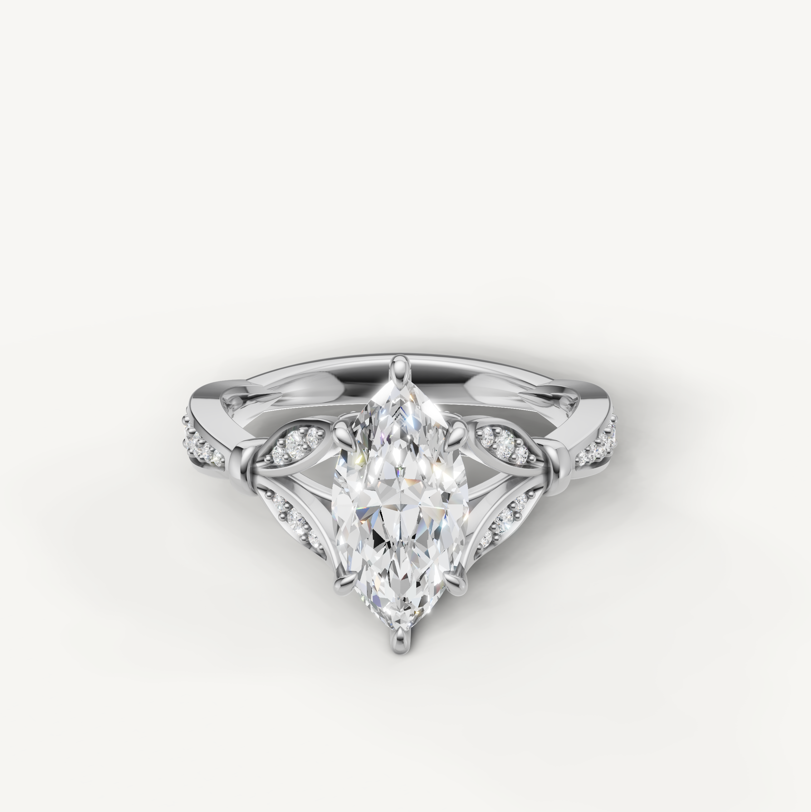 Marquise Lab-Grown Diamond Nature-Inspired Engagement Ring in 14K Gold
