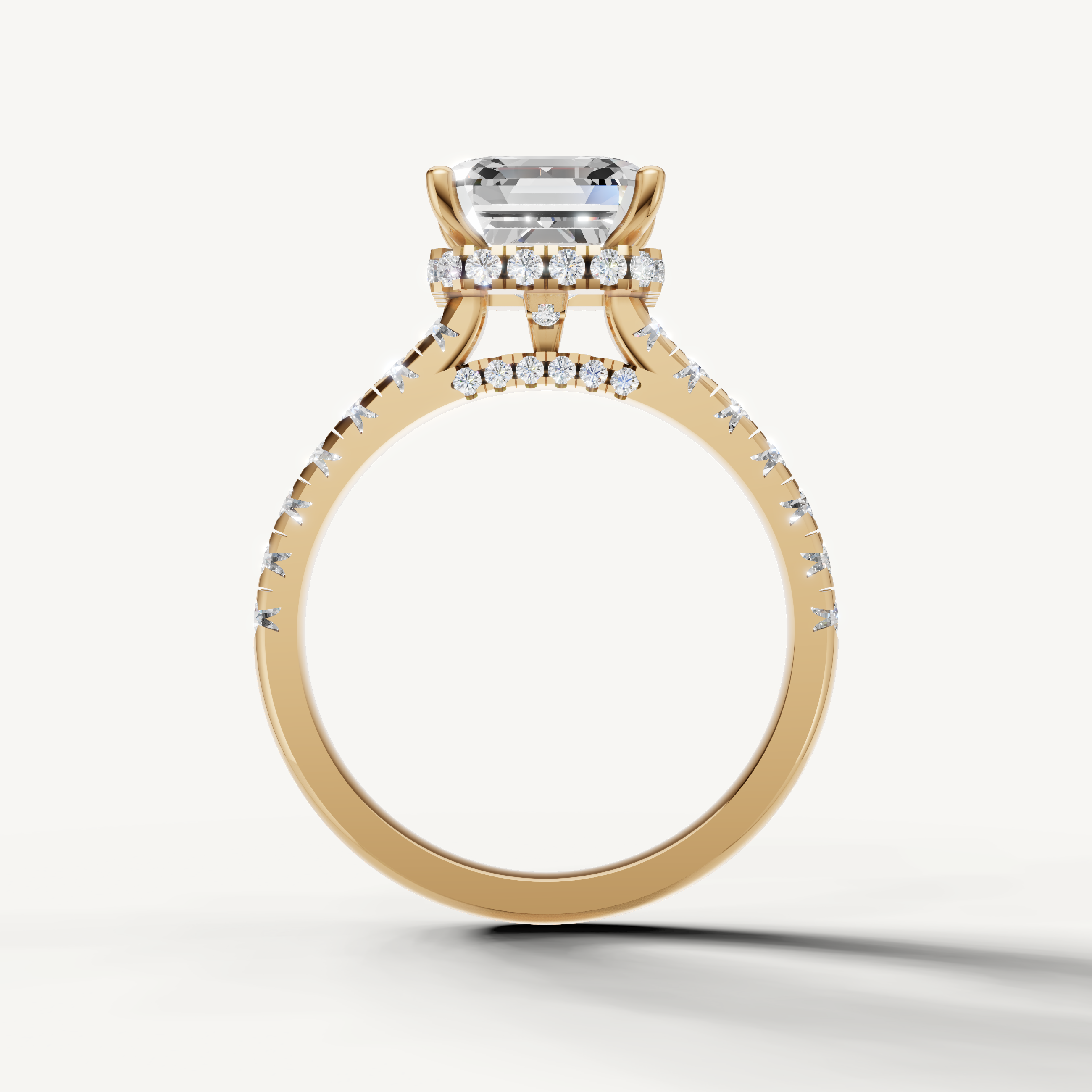 14K Rose Gold Asscher Engagement Ring with Diamond Pavé Band – Raul Diamonds