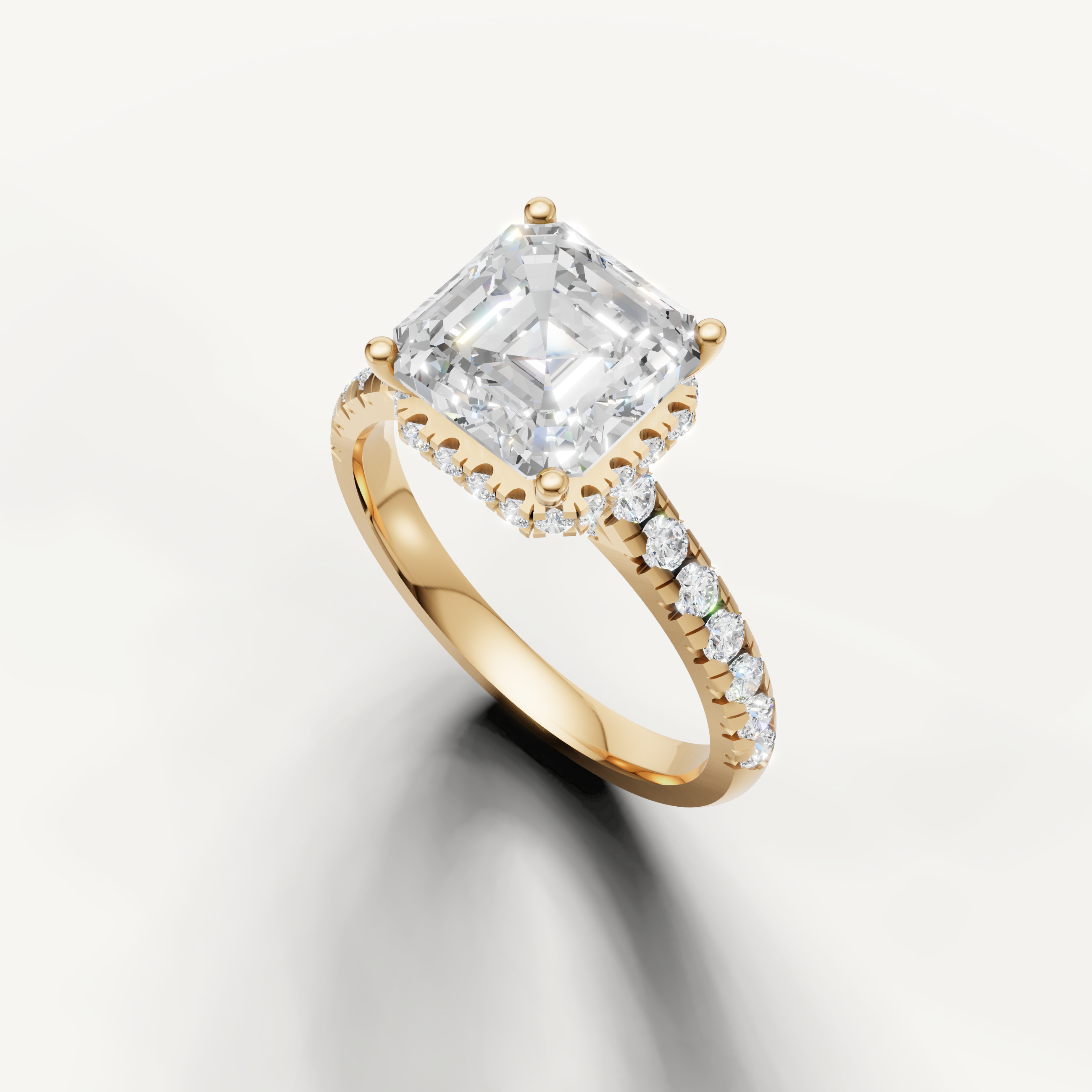 Art Deco Asscher Cut Lab Grown Diamond Ring in Rose Gold for Women – Raul Diamonds