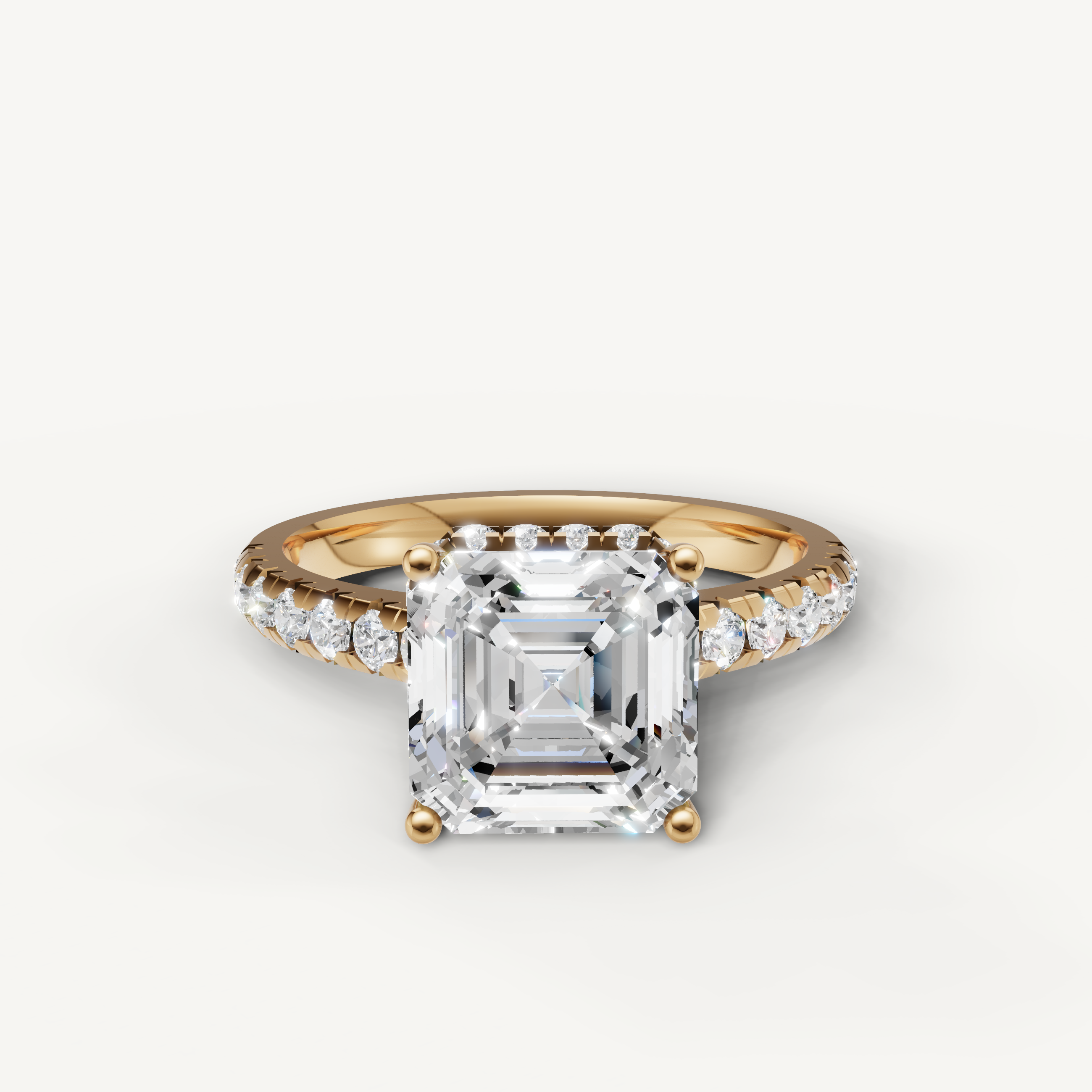Asscher Cut Lab Grown Diamond Engagement Ring in 14K Yellow Gold – Raul Diamonds