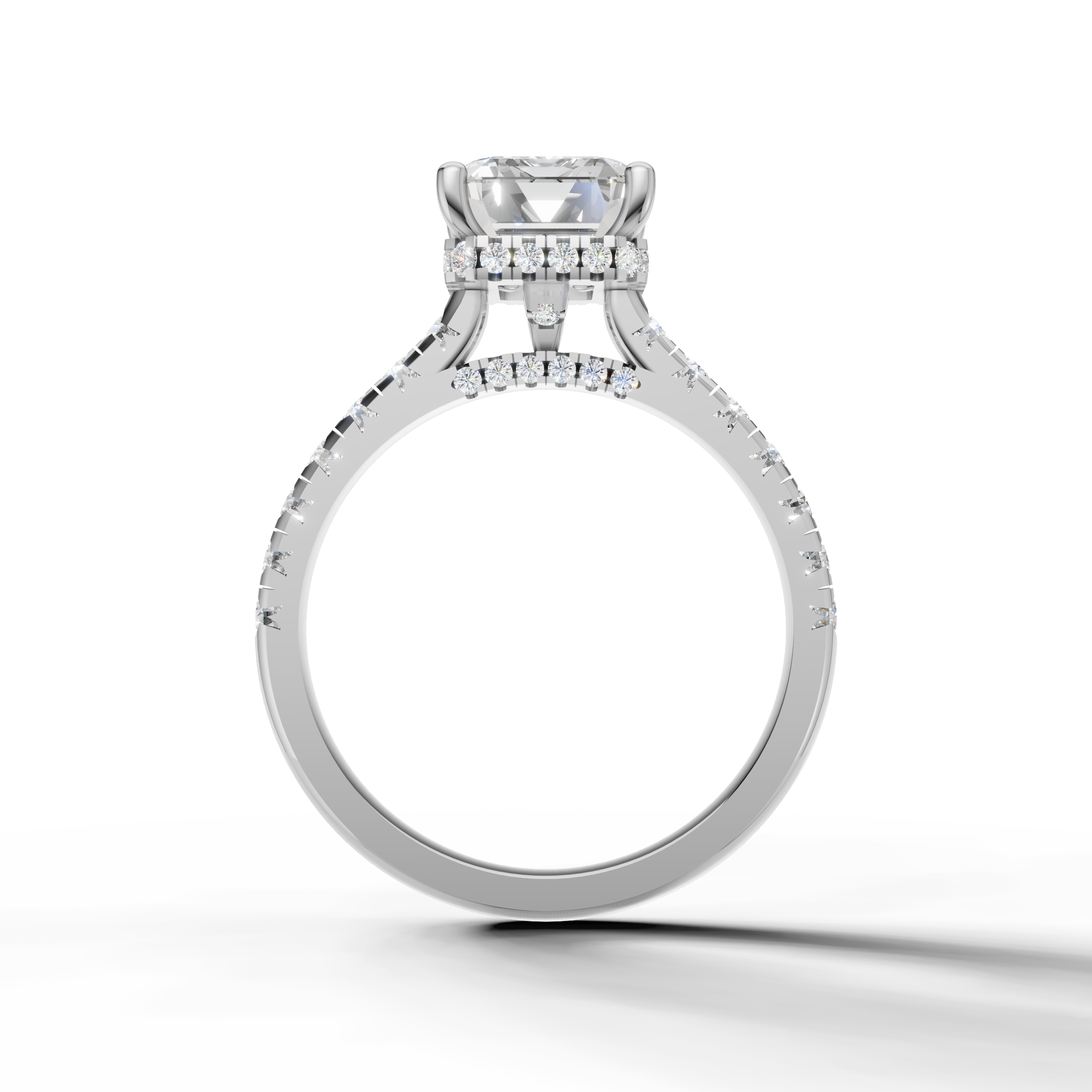White Gold Emerald Engagement Ring with Brilliant Lab Diamond – Raul Diamonds