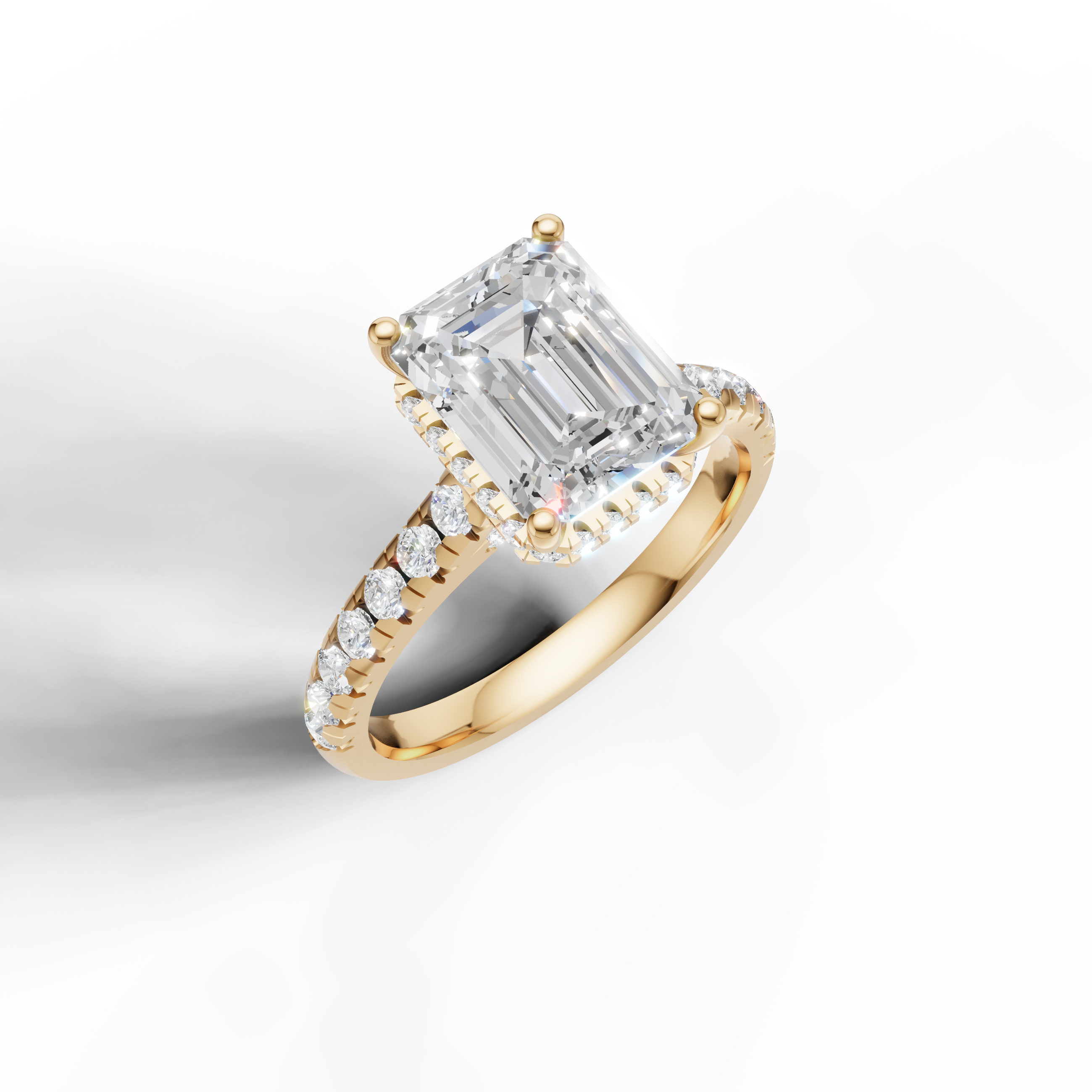 14K Yellow Gold Emerald Lab Diamond Pavé Band Ring – Raul Diamonds