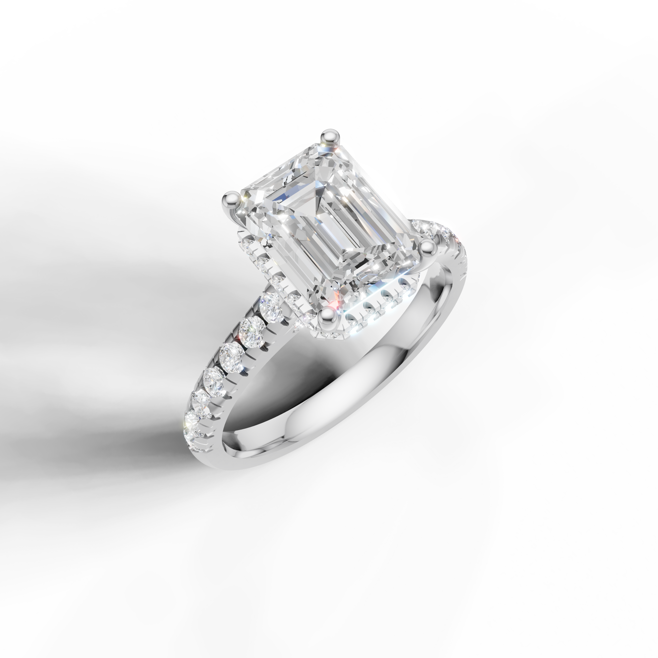 14K White Gold Emerald Lab Diamond Pavé Band Ring for Women – Raul Diamonds