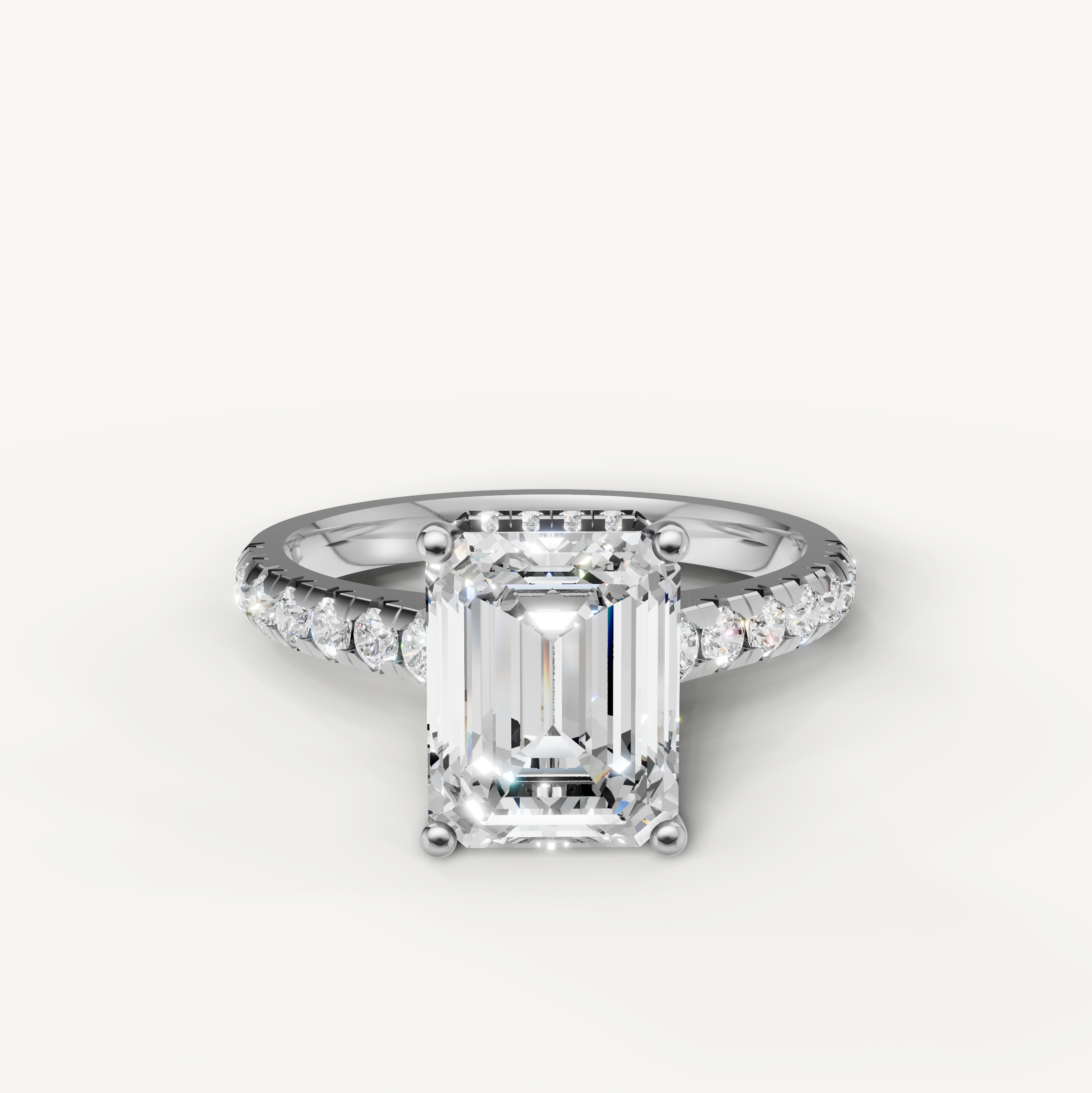 Emerald Cut Lab Grown Diamond Engagement Ring in 14K White Gold – Raul Diamonds